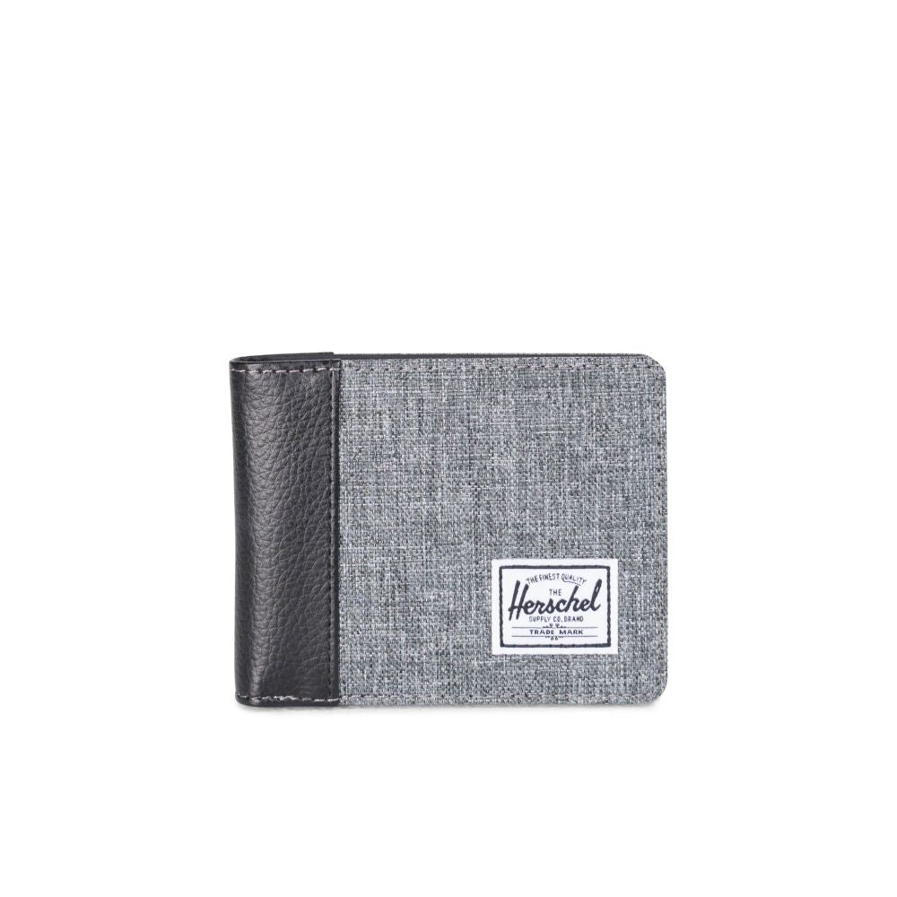 Herschel Edward Wallet for Men - RFID Blocking Slim Bifold Genuine Leather Wallet in Raven Crosshatch Design | Perfect for Everyday Carry, Travel & Business Use