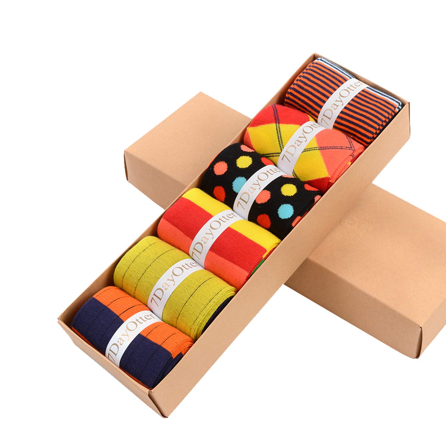 7-Day Otter Men's Modal Cotton Dress Socks - Odor Resistant Business Crew Socks with Fun Patterns - Perfect for Office, Travel & Formal Occasions