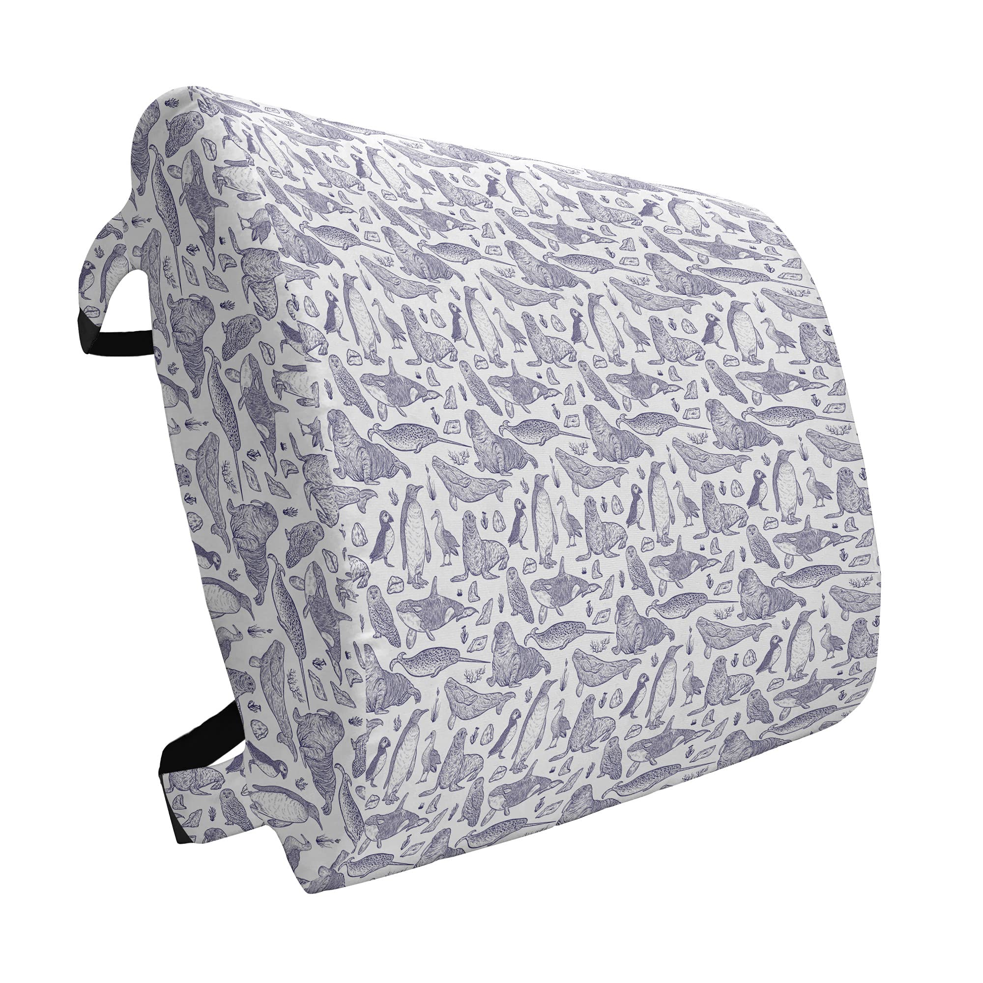 Ambesonne Arctic Animal Lumbar Support Pillow - Narwhal, Snowy Owl, Albatross, Beluga Whale & Penguin Design - High Density Foam for Office Chair & Car Seat - 14