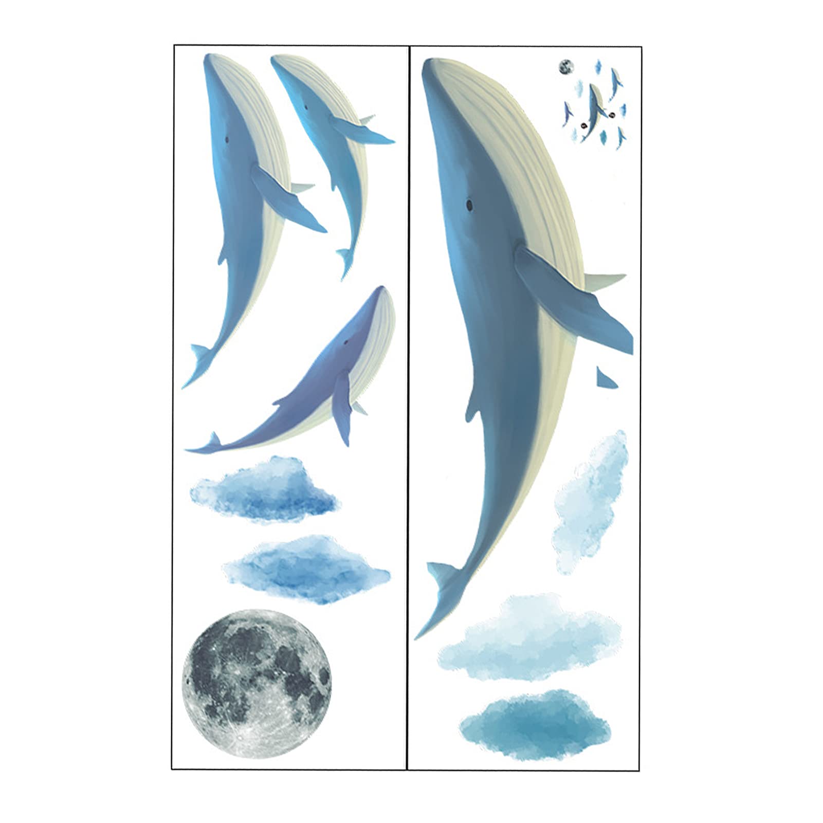 2Pcs Cute Whale Wall Stickers - Cartoon Home Wall Decoration, Removable Vinyl Art for Kids Room, Nursery, Living Room & Bedroom Decor - Easy to Apply & Remove Wallpapers for Home