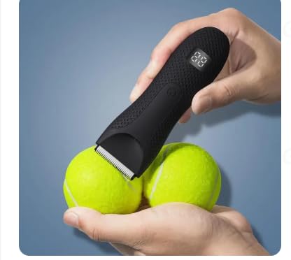 Waterproof Body & Manscaping Trimmer for Men - Beard, Face, Hair, Body & Intimate Grooming with Replaceable Ceramic Blades - Perfect for Travel, Gym & Home Use