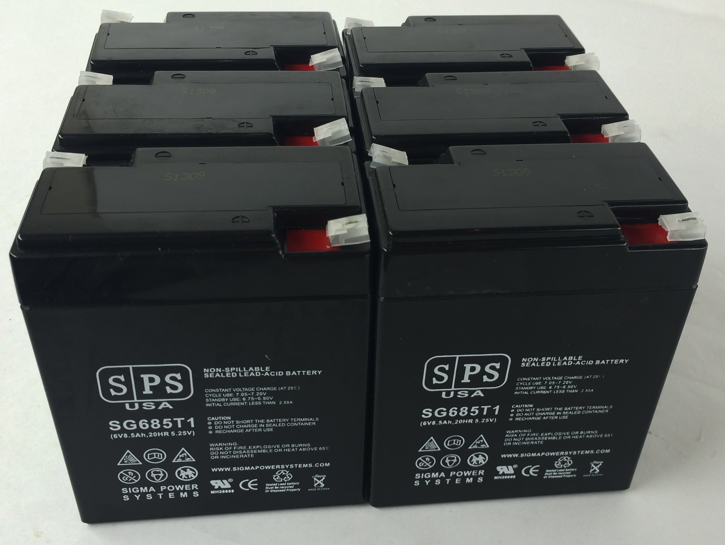 SPS Brand 6V 8.5Ah Sealed Lead Acid (SLA) Replacement Battery for Radiant BE0061 - 8 Pack - Perfect for Emergency Lighting, Security Systems & Power Backup Devices