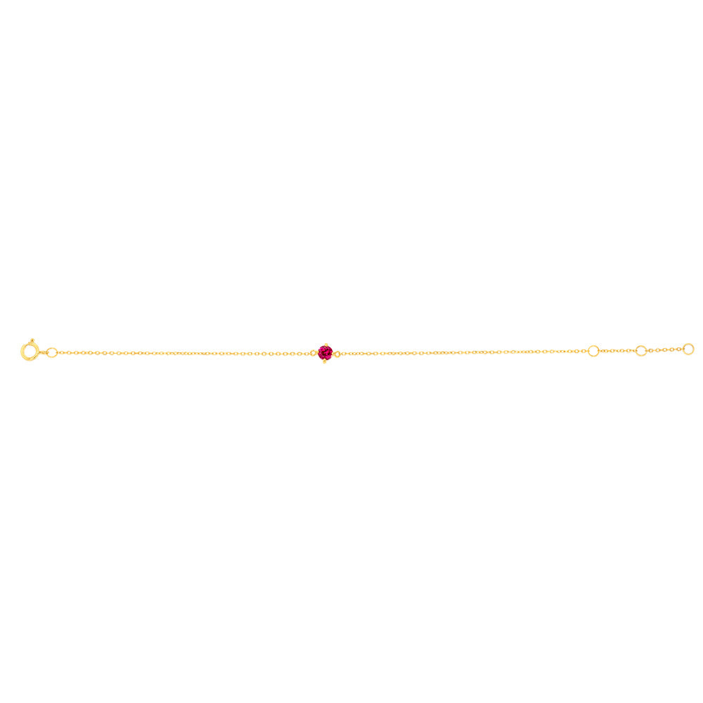 0.30 Carat Lab-Created Ruby Adjustable Gold Bracelet - 17cm 9K Yellow Gold for Women - Perfect for Gifts, Weddings & Special Occasions