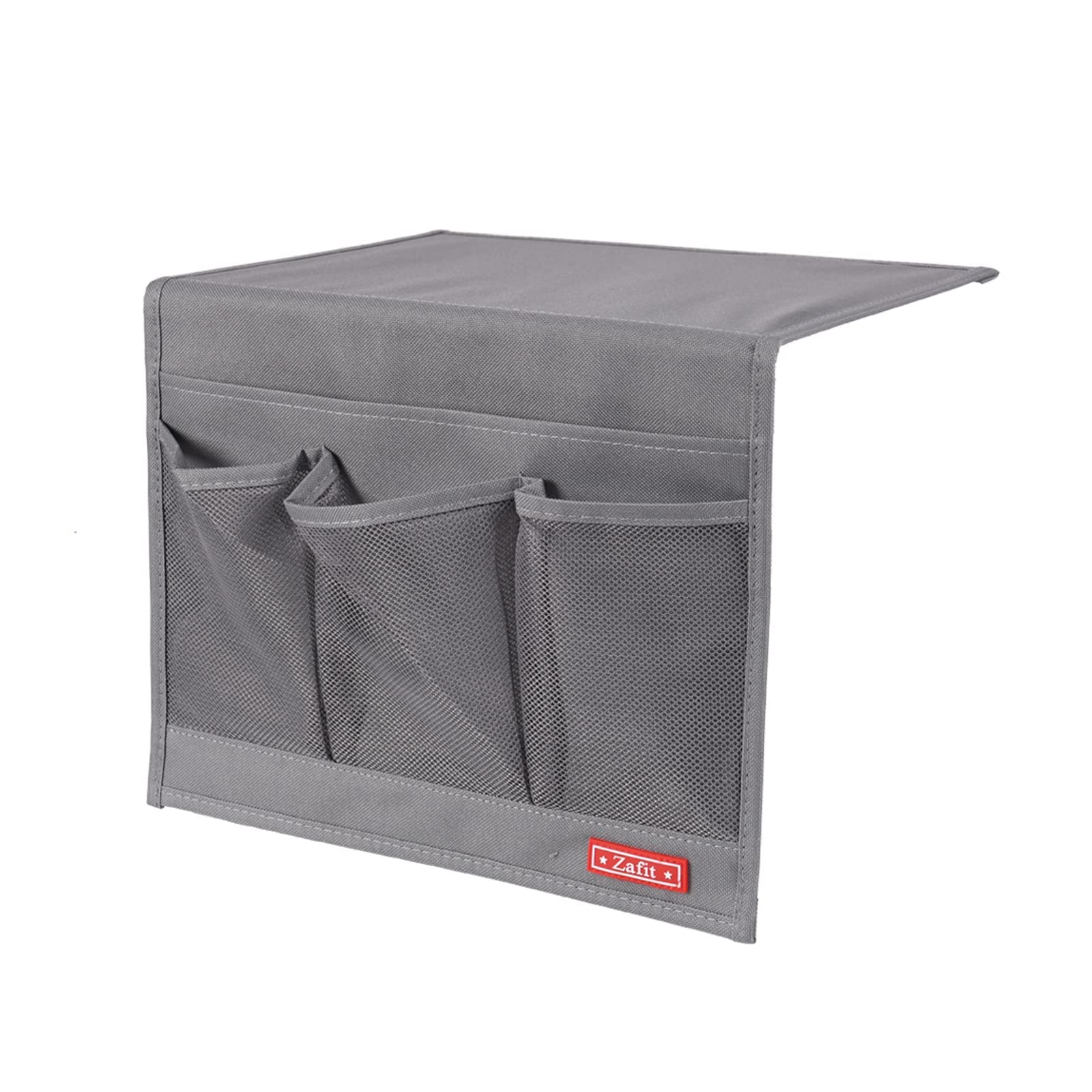 Bedside Storage Organizer with 4 Pockets - Grey | Nightstand Caddy for Phone, Glasses, Remote Control & Essentials | Perfect for Bedroom, Living Room & Office Organization