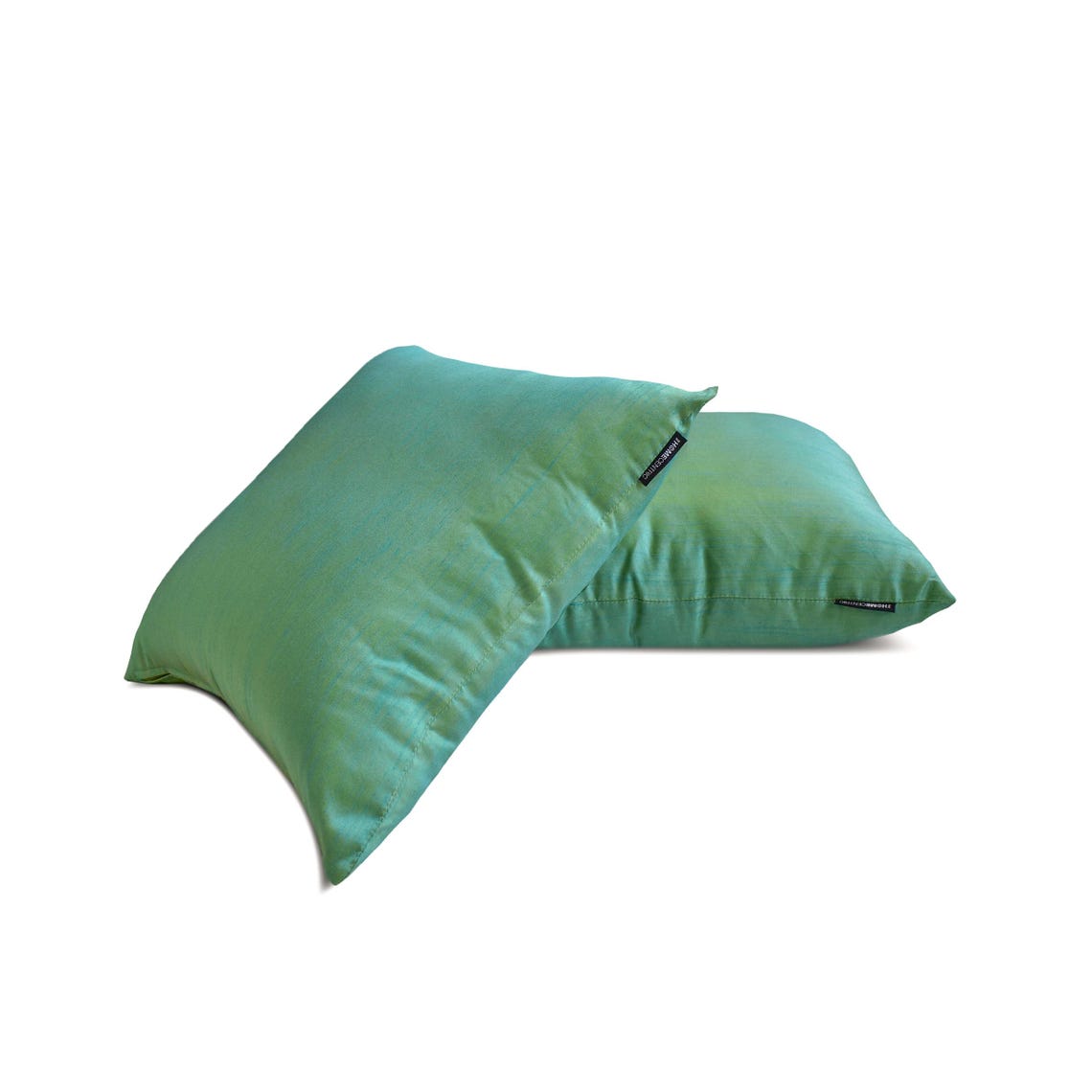 Luxury Aqua Yellow Art Silk Throw Pillow Covers (Set of 2) - Elegant Home Decor for Sofa, Bed & Living Room