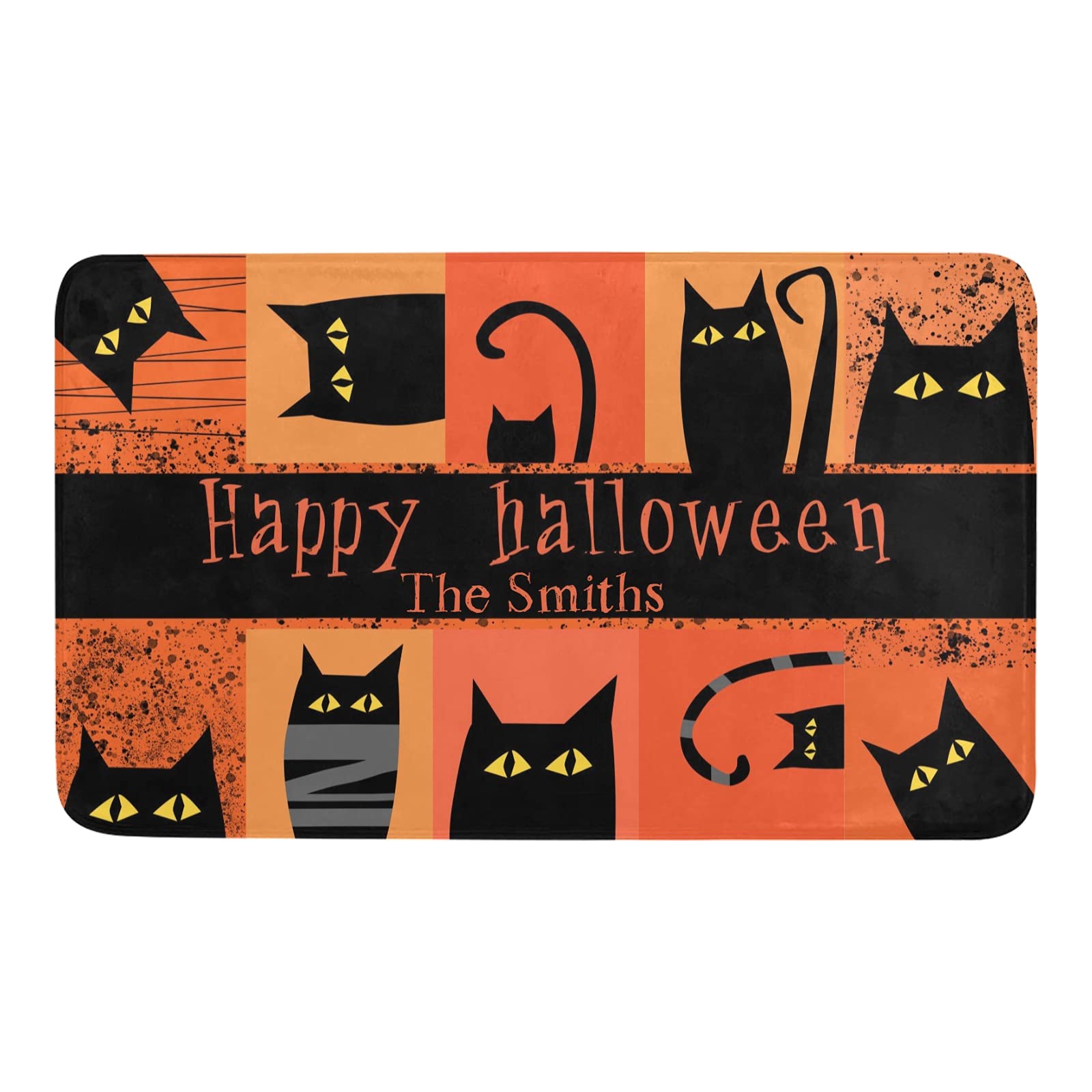 Personalized Halloween Doormat - Non-Slip Front Door Mat 18x30 Inches for Indoor/Outdoor Use - Perfect for Kitchen, Entrance, Porch & Halloween Decorations