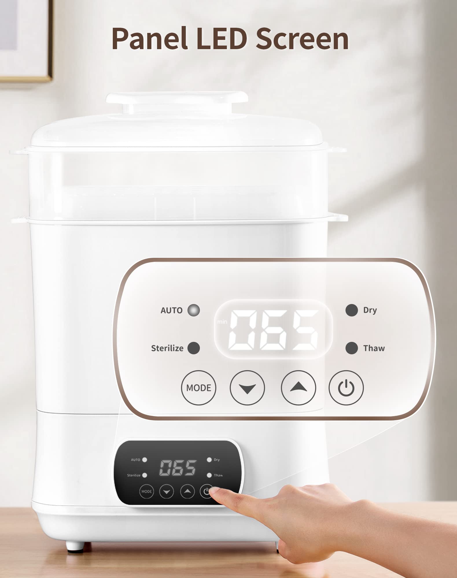 LAREX 4-in-1 Electric Baby Bottle Sterilizer and Dryer - Steam Sanitizer for Bottles, Pacifiers & Breast Pump Accessories | Safe & Fast Sterilization for Newborns | Perfect for Home, Nursery & Travel Use