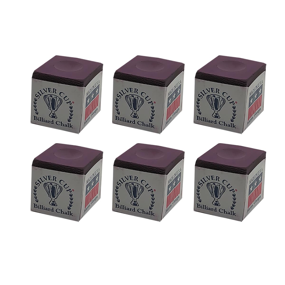 Premium Silver Cup Half Dozen Plum Purple Pool Cue Chalk - Perfect for Billiards, Snooker & Professional Pool Players - Long-Lasting Grip & Smooth Play