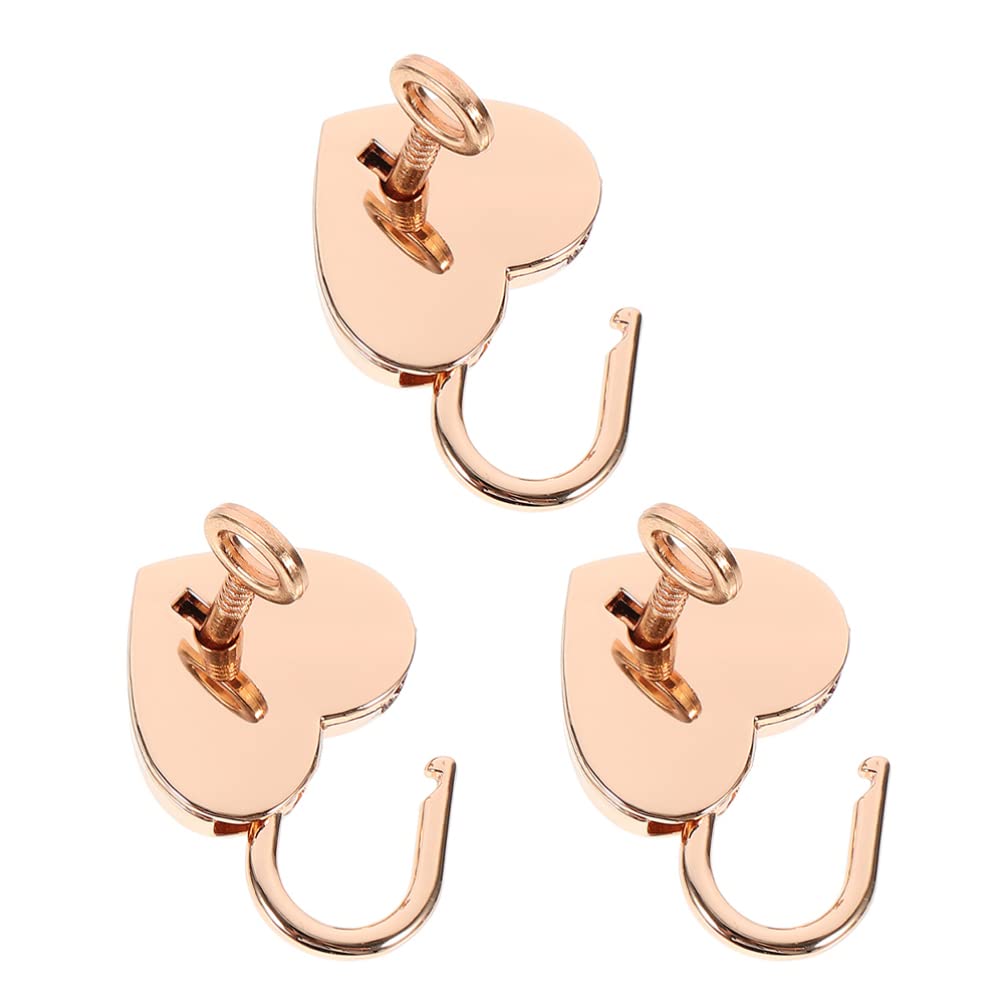 Operitacx 3-Piece Metal Heart Padlock Set - Mini Keyed Locks with Keys for Jewelry Box, Storage Box, Diary & Locker Decor - Golden Small Lock for Gifts, Keepsakes & Romantic Surprises