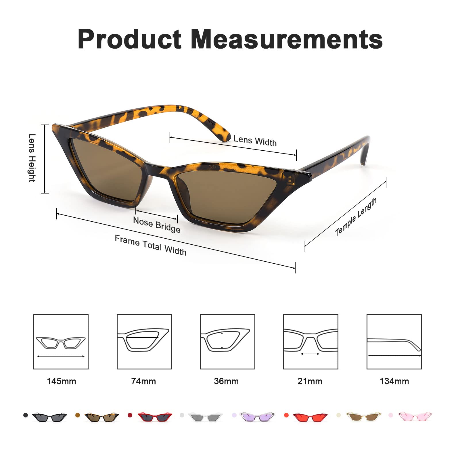 FEISEDY Vintage Cat Eye Sunglasses for Women - Small Square Retro Shades with UV Protection - Perfect for Beach, Driving, and Fashion Outfits
