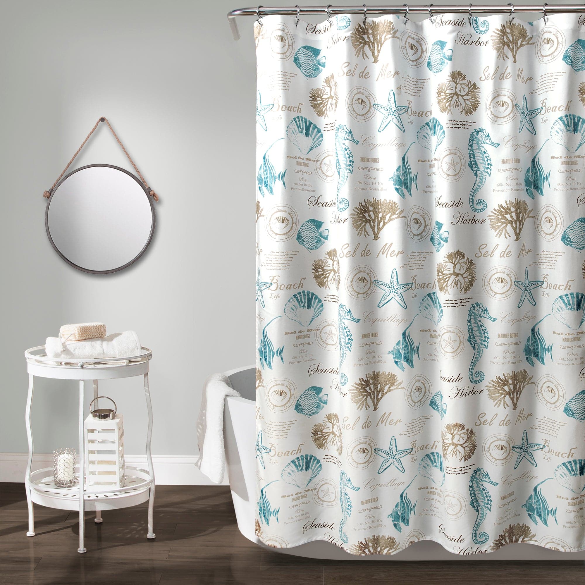 Premium Harbor Life Shower Curtain - Waterproof Bathroom Decor with Hooks - Perfect for Coastal, Nautical & Beach Theme Bathrooms
