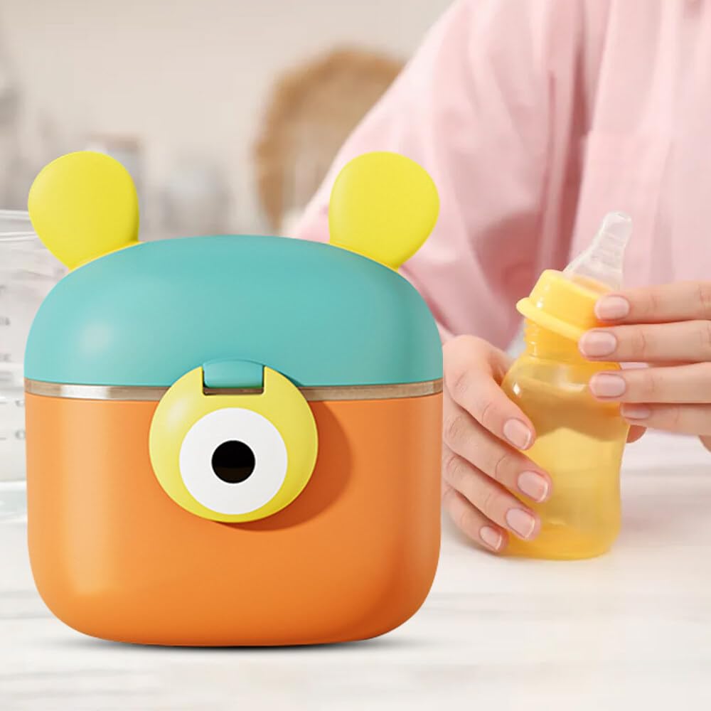 Portable Baby Milk Powder Storage Container with Scraper & Spoon - 400ml Orange Powder Dispenser for Infant Formula, Snacks & Fruits - Perfect for Travel, Daycare & On-the-Go Feeding
