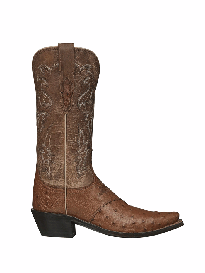 Lucchese M5603.S54 Women's Augusta Ostrich Vamp Boots in Camel Tan - Stylish Cowgirl Boots for Western Fashion, Rodeo & Country Events