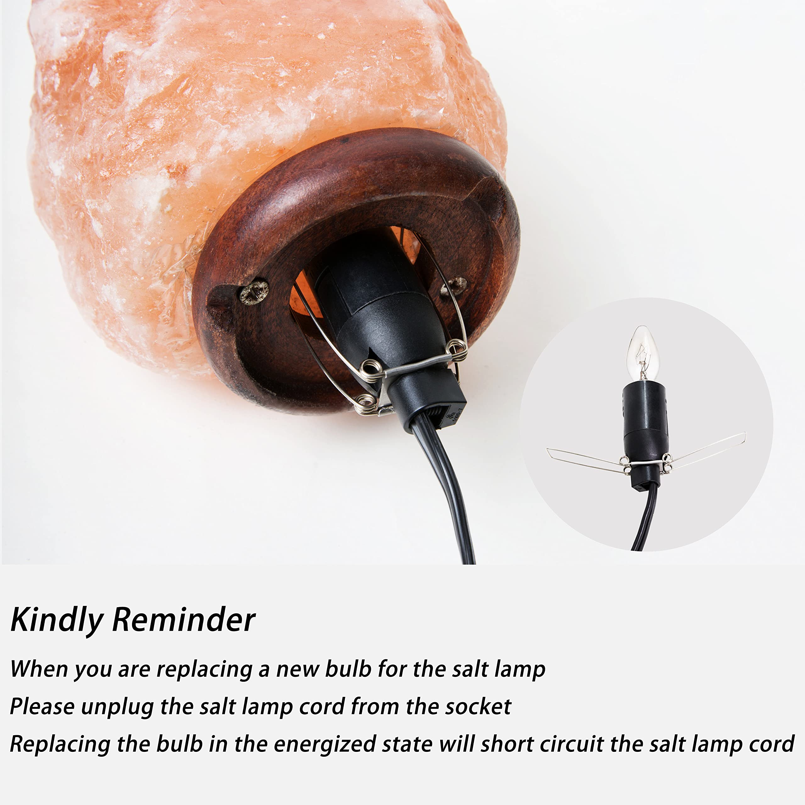 Salt Lamp Cord Replacement with Dimmer Switch - 5ft Power Cord & 6-Pack 15W Halogen Bulbs for Himalayan Salt Lamps - Perfect for Home, Office, and Spa Relaxation