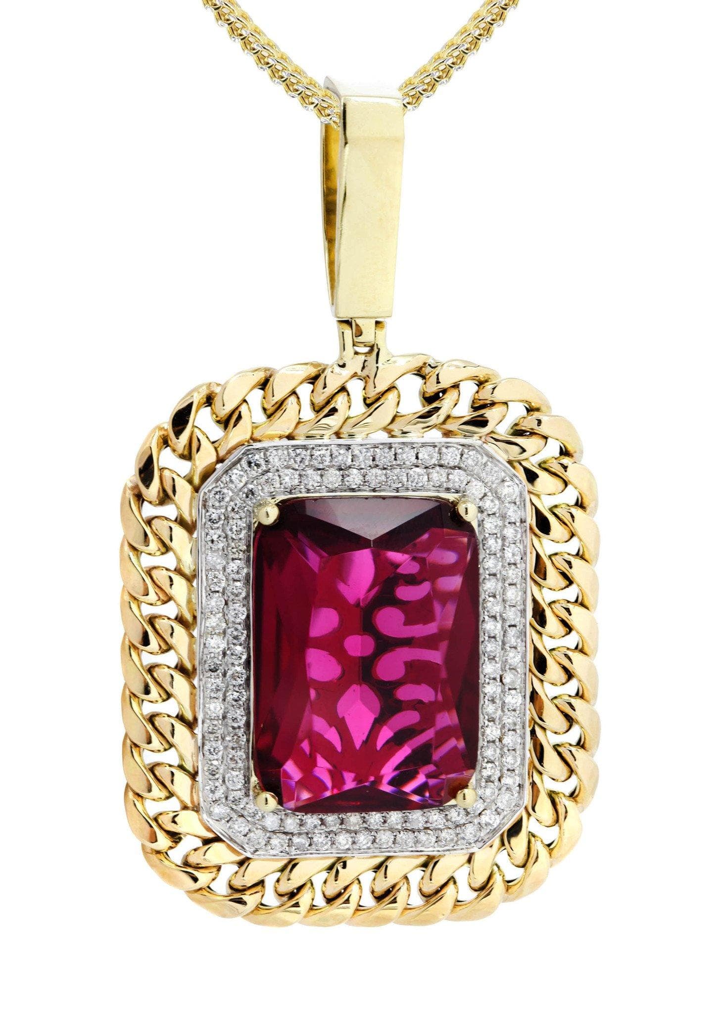10K Yellow Gold Ruby and Diamond Necklace - 1.43 Carats | Elegant Jewelry for Weddings, Anniversaries & Special Occasions