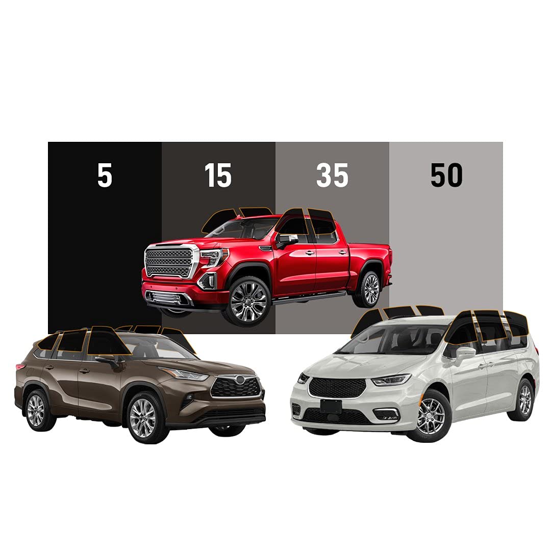 Professional MotoShield Pro Precut Carbon Window Tint for Trucks, SUVs & Minivans - Blocks 99% UV Rays & Heat - Side Window Protection Kit for Vehicles | Perfect for Road Trips, Daily Commutes & Summer Driving