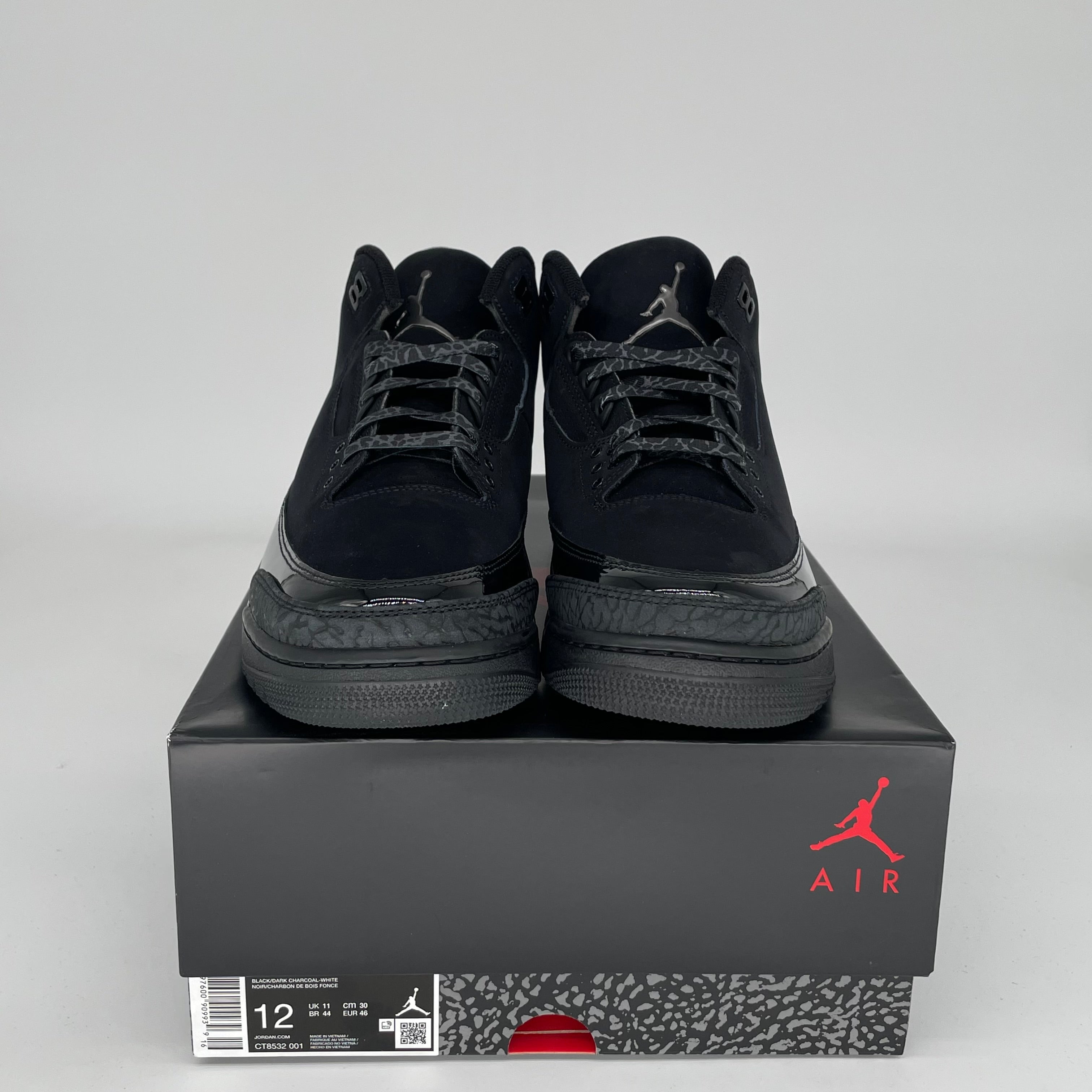 AIR JORDAN 3 Black Cat Men's Basketball Shoes Size 12 - Style CT8532-001 | Retro Sneakers for Streetwear & Basketball Games