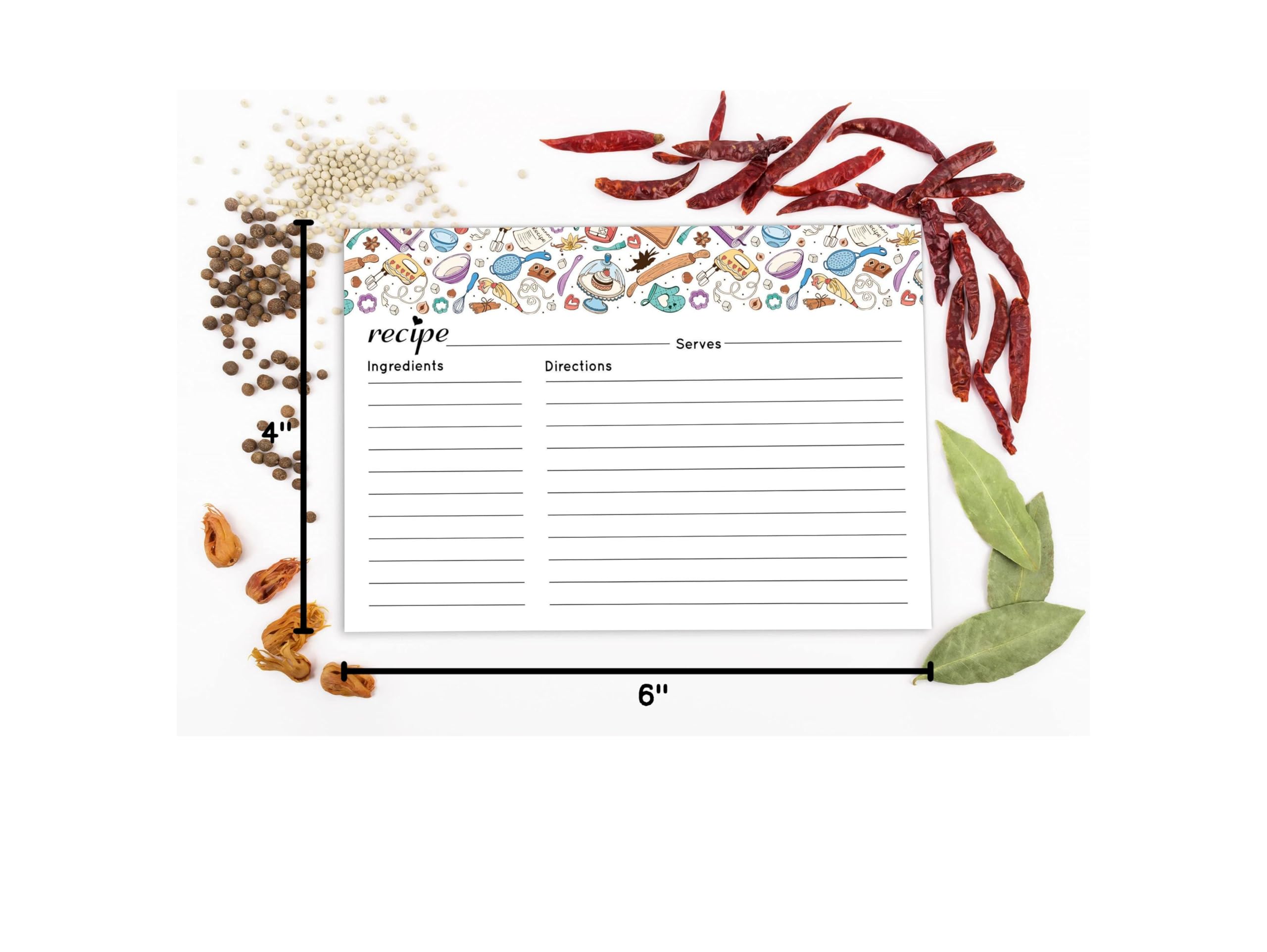 6x4 Inch Single-Sided Recipe Cards - Pack of 50 White Baking Recipe Cards for Wedding, Bridal Shower & Baby Shower - Perfect for Organizing, Gifting & Handwritten Recipes
