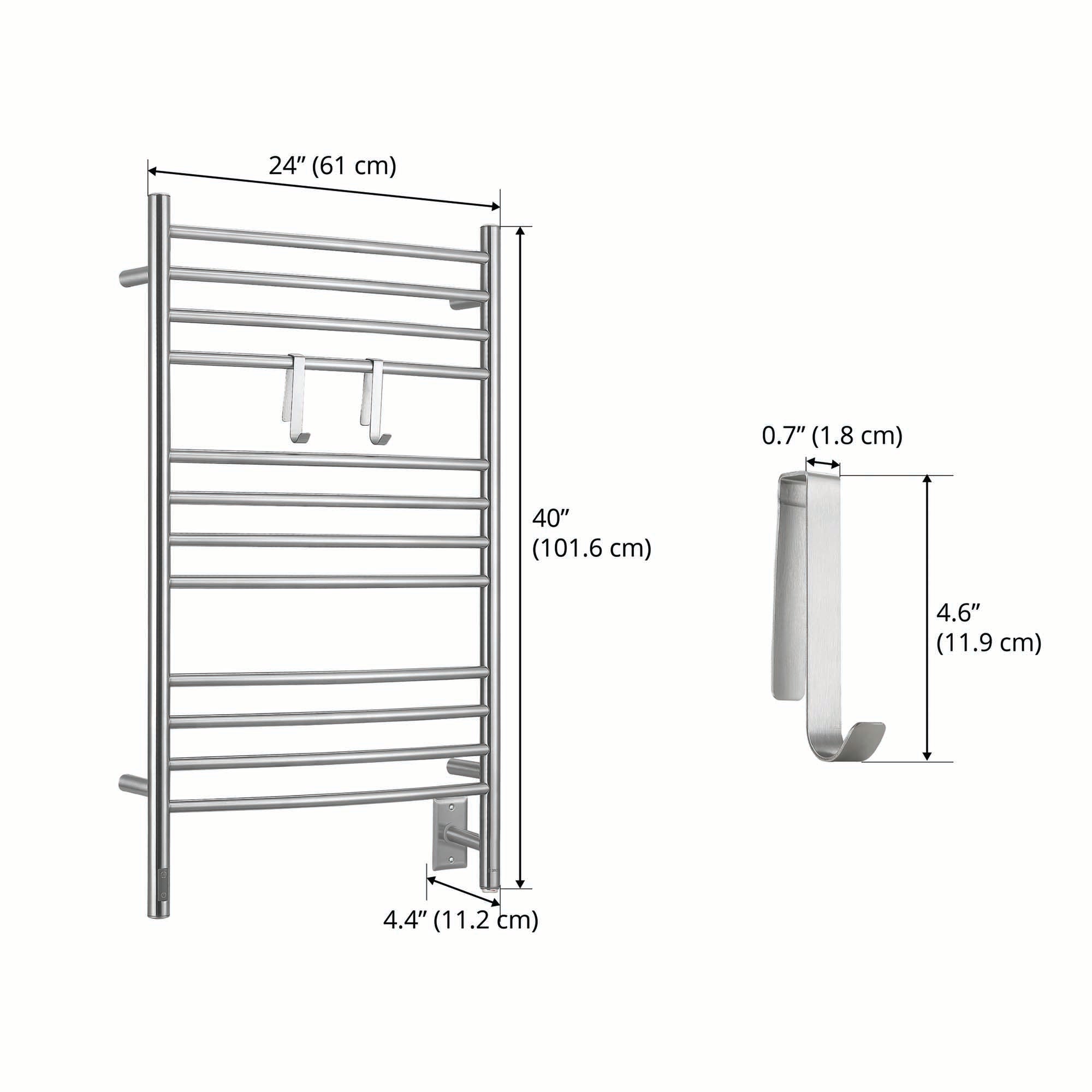 Dual Wall Mount Towel Warmer with 2 Adjustable Hooks & Timer - Brushed Stainless Steel - Perfect for Bathroom, Spa, and Luxury Home Use