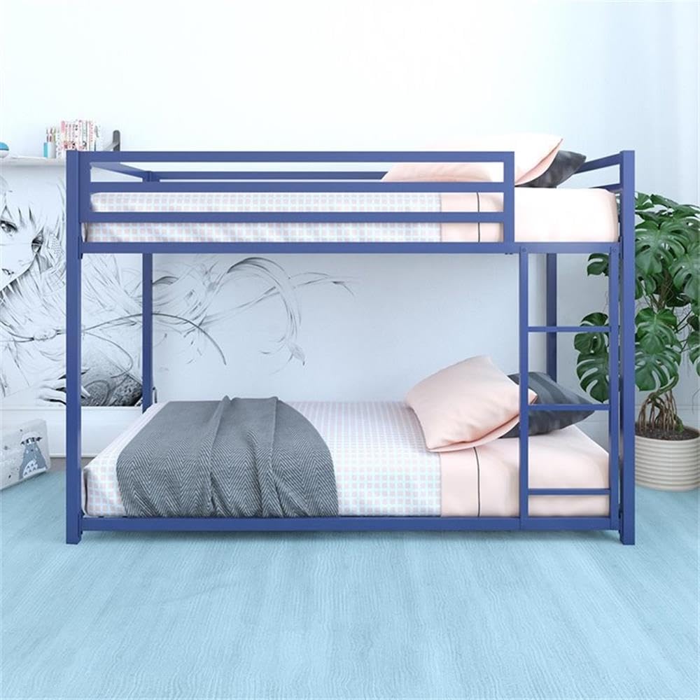 DHP Mabel Twin Over Twin Metal Bunk Bed - Blue Space-Saving Kids Bunk Bed with Sturdy Steel Frame | Perfect for Small Bedrooms, Guest Rooms & Kids' Shared Spaces