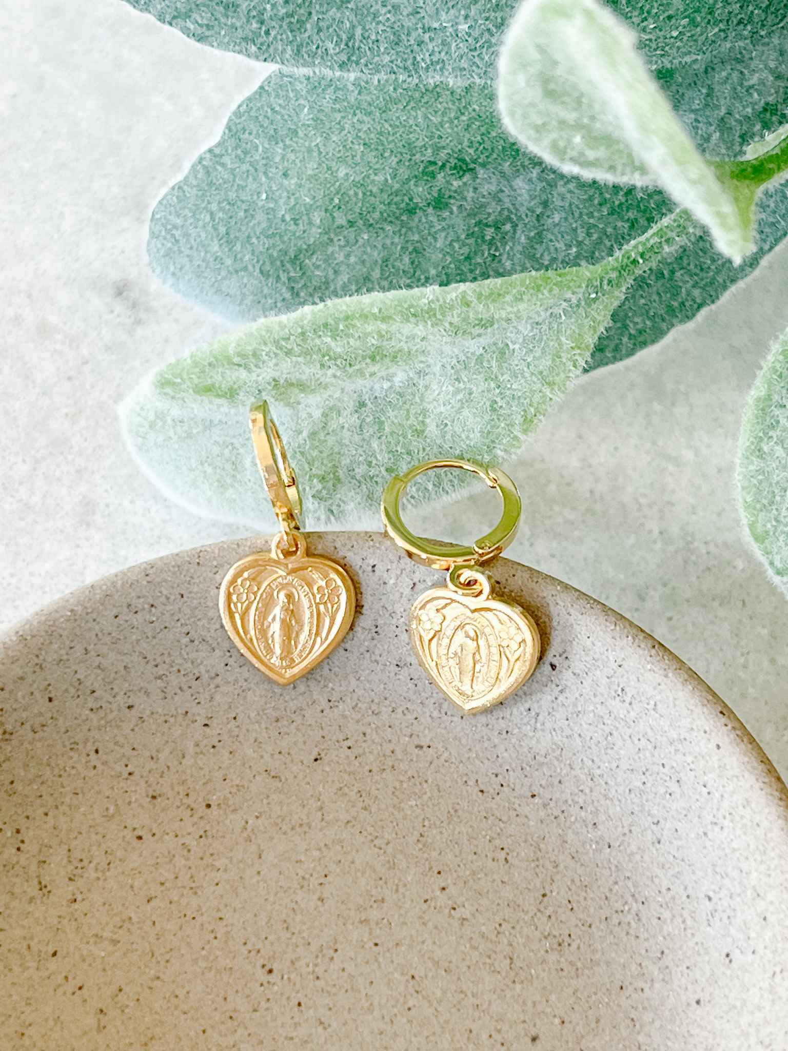 Beautiful Heart Shaped Miraculous Medal Earrings - Religious Jewelry for Women - Perfect Gift for Baptism, First Communion & Everyday Faith Wear