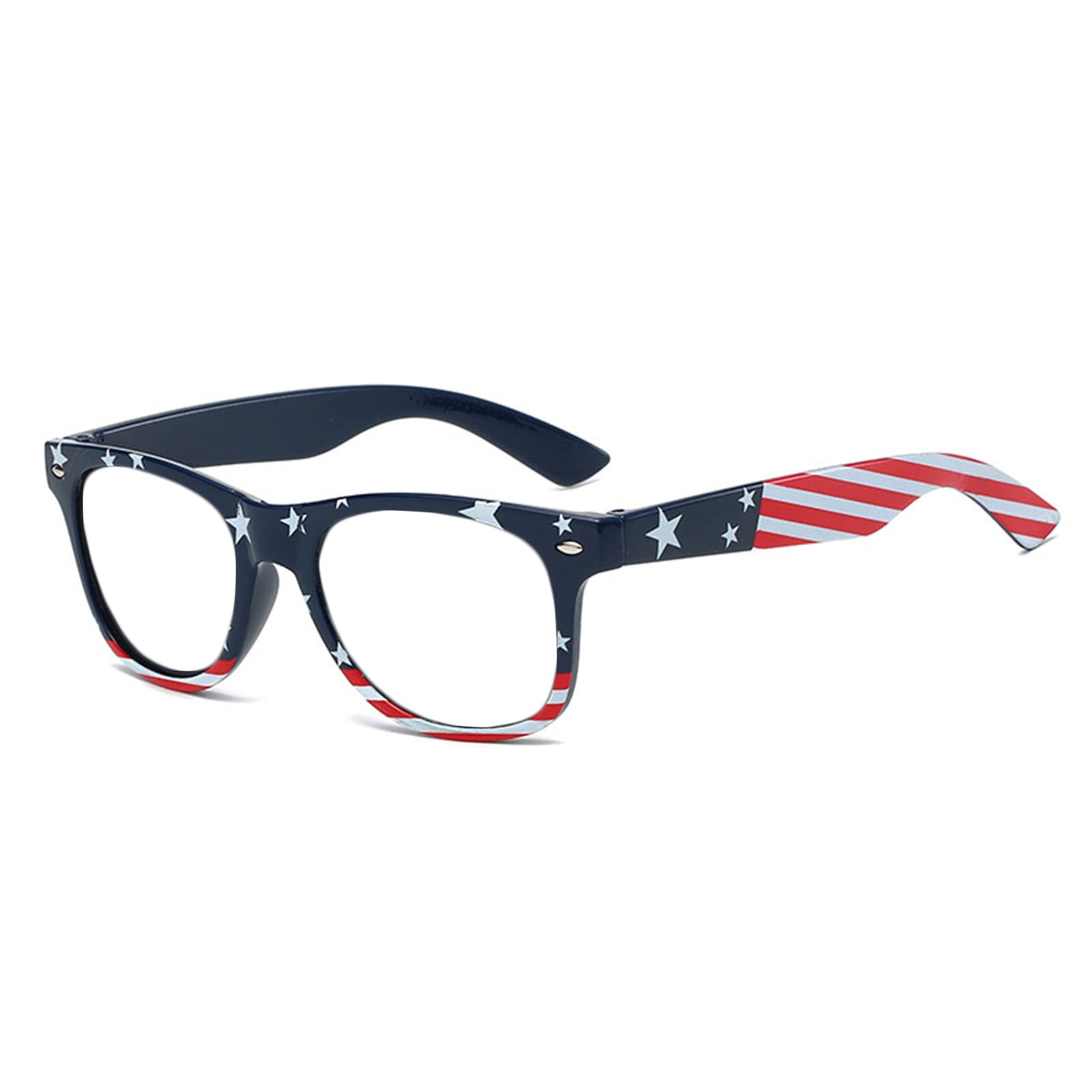 Helena America Glasses - Retro Square Blue Light Blocking Reading Glasses with American Flag Design | Perfect for Computer Work, Reading & Patriotic Style