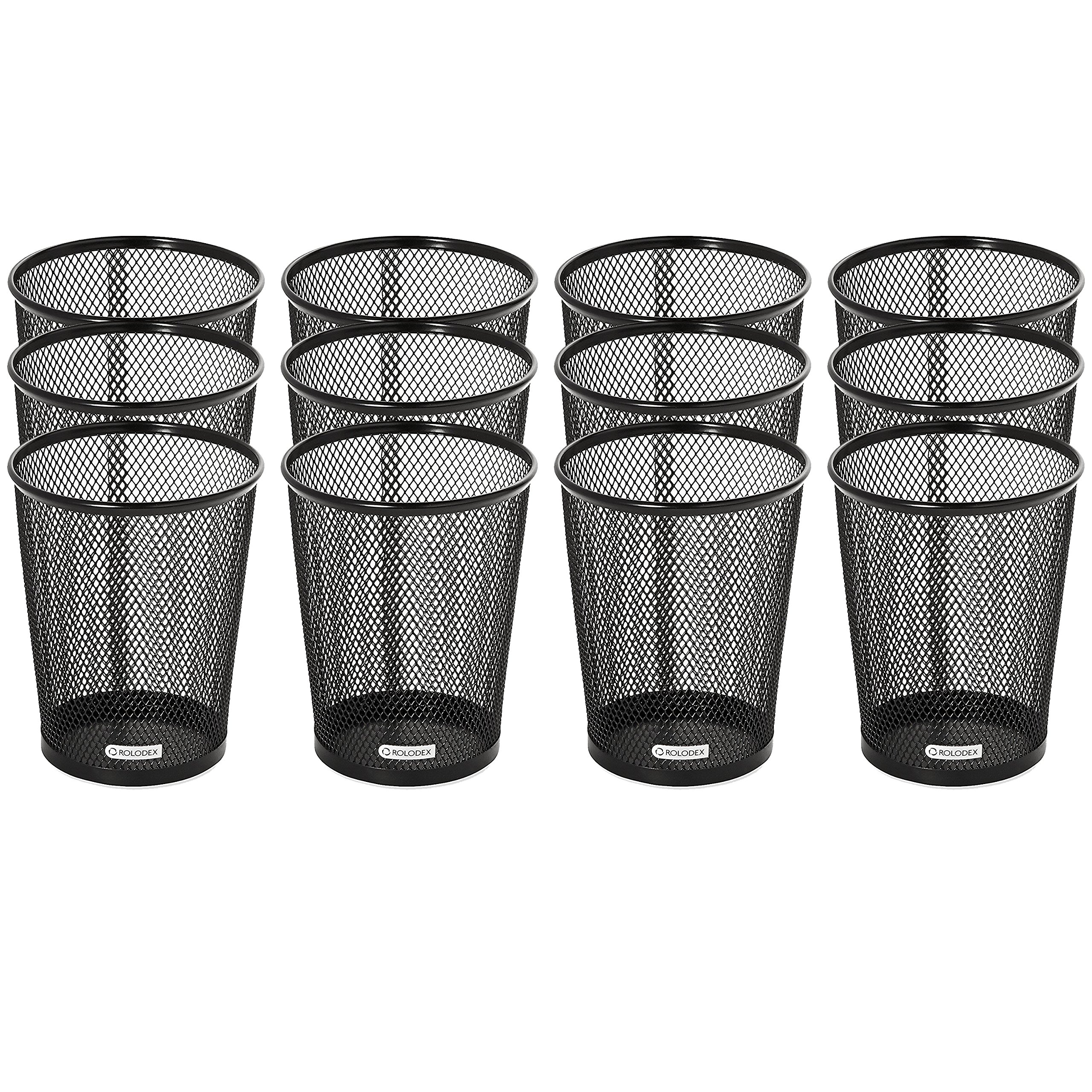 Rolodex Mesh Collection Jumbo Pencil Cup Organizer - Black (12-Pack) - Perfect for Office, School & Home Desk Organization