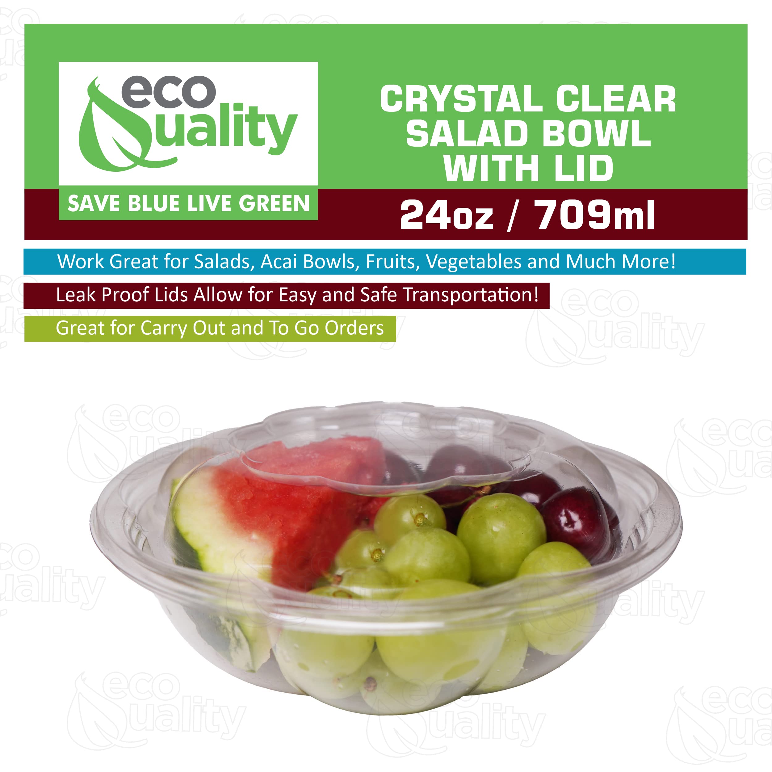 [600 Pack] 24oz Clear Plastic Salad Bowls with Lids - Disposable Airtight Food Storage Containers for Lunch, Meal Prep, Salads, Fruits, Parfait | Leak Proof & Fresh Keeping | Perfect for Office, Picnics, Catering & Takeout