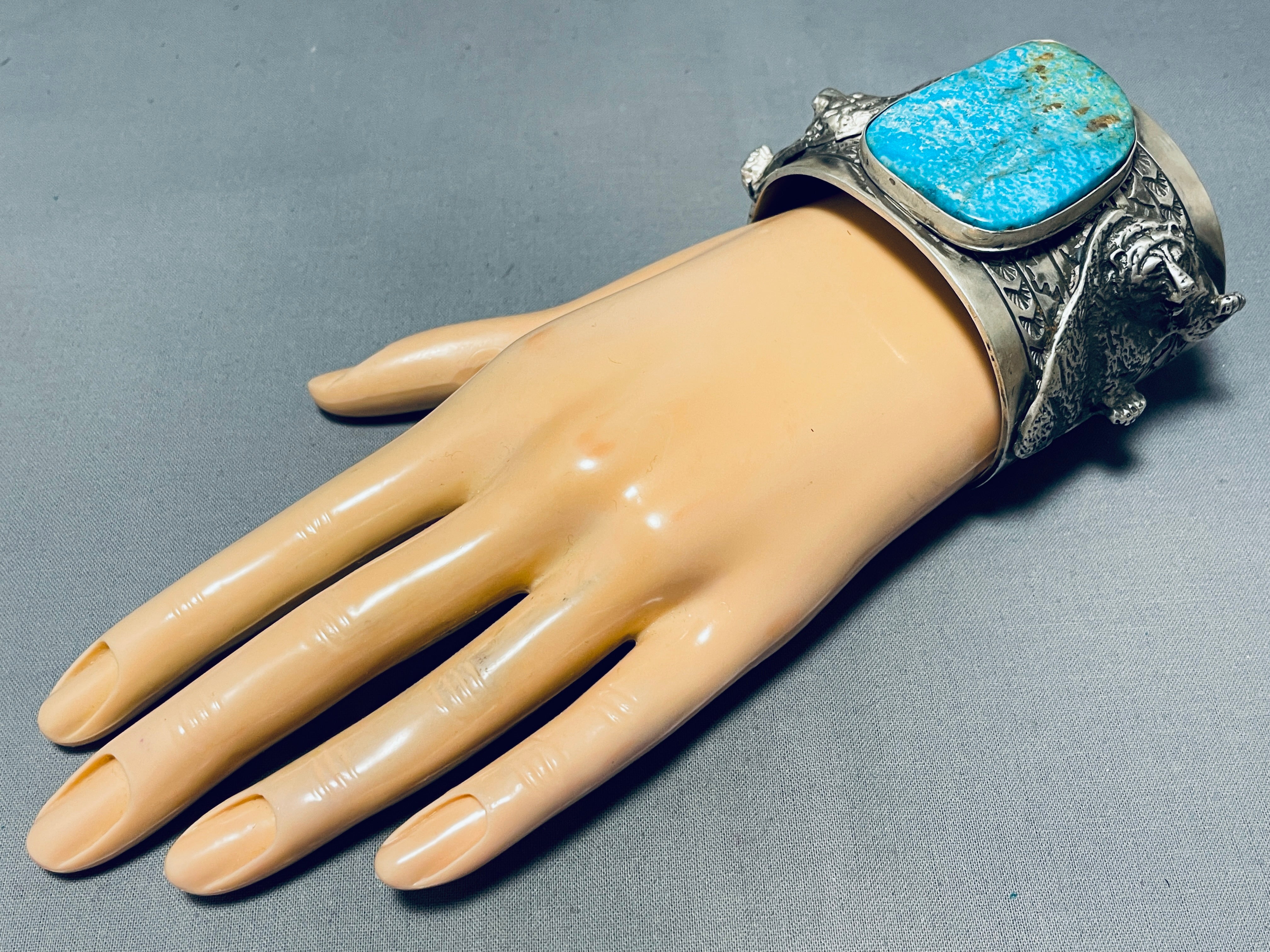 Authentic Navajo Turquoise Sterling Silver Bracelet - 180g Handmade Native American Jewelry for Women & Men - Perfect for Boho, Western & Festival Fashion