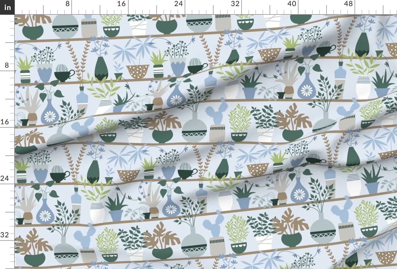 Premium Spoonflower Fabric - Botanical Cactus & Leaf Print Satin Fabric by The Yard for Sewing, Apparel, Blankets & Home Decor | Perfect for DIY Fashion, Curtains & Pillow Covers