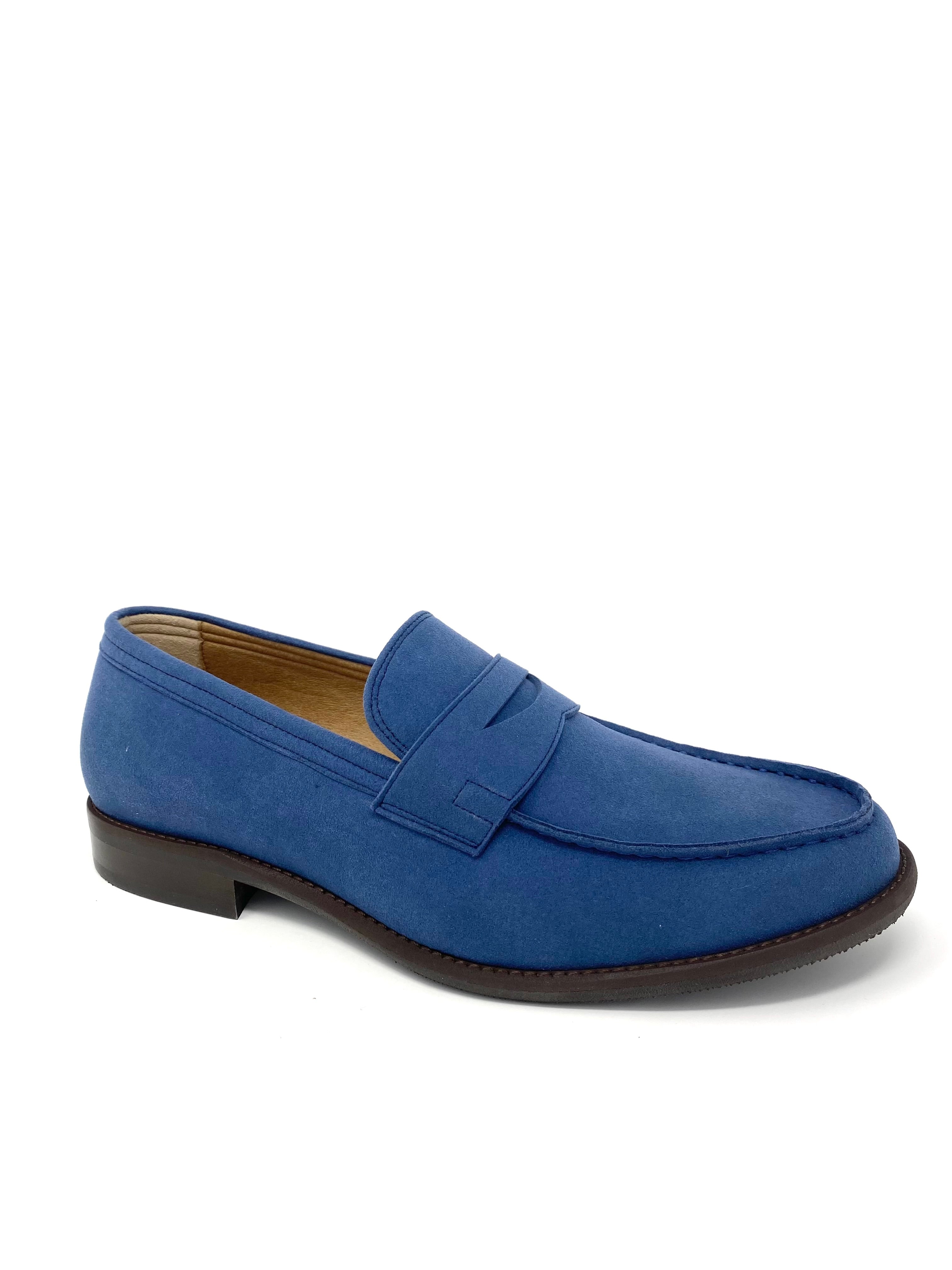 Novacas Blue Suede Anthony Loafers for Men - Comfortable Slip-On Dress Shoes for Business & Casual Wear | Office, Wedding & Daily Use