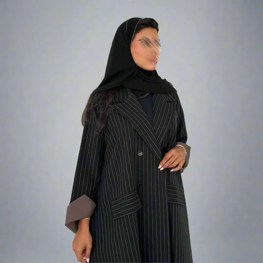 Soft Cotton Yarn-Dyed Cardigan Open Abaya Dress - Elegant Loose Cover-Up for Women | Perfect for Prayer, Modest Fashion & Layering