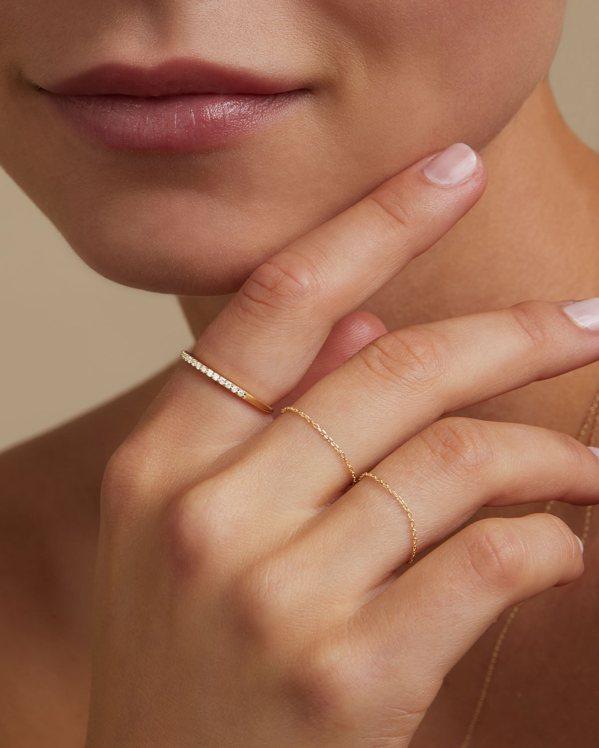 14K Solid Gold Purity Chain Ring for Women - Dainty & Elegant Jewelry Gift for Anniversary, Birthday, Valentine's Day - Perfect for Everyday Wear & Special Occasions