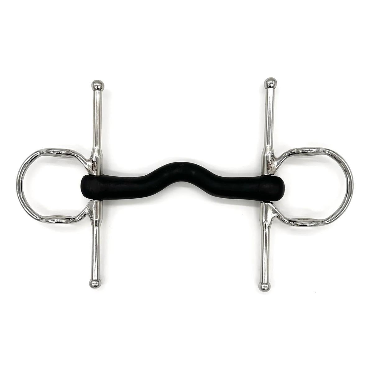 AJR Hard Rubber Medium Port Nelson Gag Bit - Comfortable Horse Training Bit for Dressage & Jumping - Perfect for English Riding and Equine Control