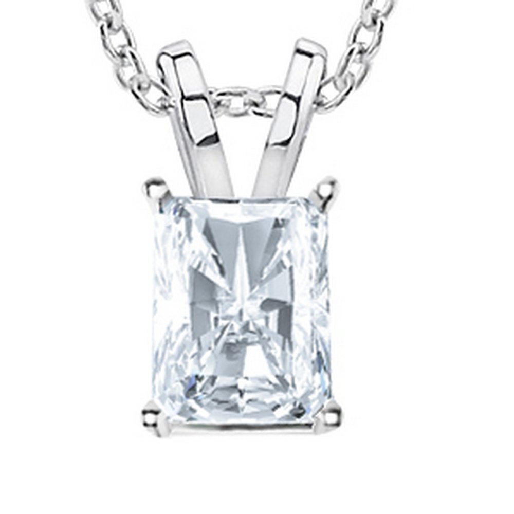 1/2-2 Carat 18K White Gold GIA Certified Radiant Cut Diamond Pendant Necklace - Premium Jewelry (H-I Color, VS1-VS2 Clarity) - Perfect for Anniversaries, Engagements & Special Occasions