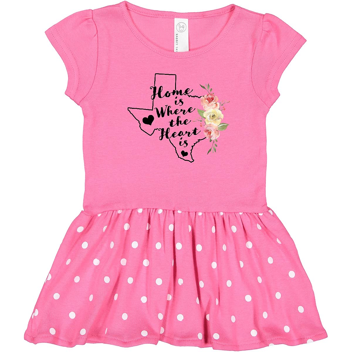 Inktastic Texas Home is Where The Heart is Watercolor Floral Toddler Dress - Cute Baby Girl Outfit for Family Photos, Birthday Parties & Special Occasions