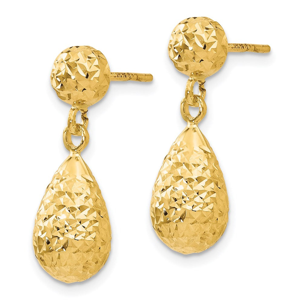 22J Gold Diamond Cut Post Dangle Earrings for Women - Elegant Party & Wedding Jewelry Gift