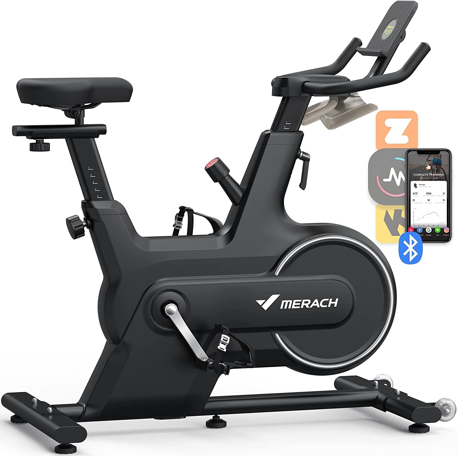 MERACH Magnetic Resistance Indoor Cycling Bike - Bluetooth Enabled Exercise Bike for Home with Auto Resistance & APP Data Tracking, Tablet Holder - Perfect for Home Gym, Cardio Workouts & Fitness Training
