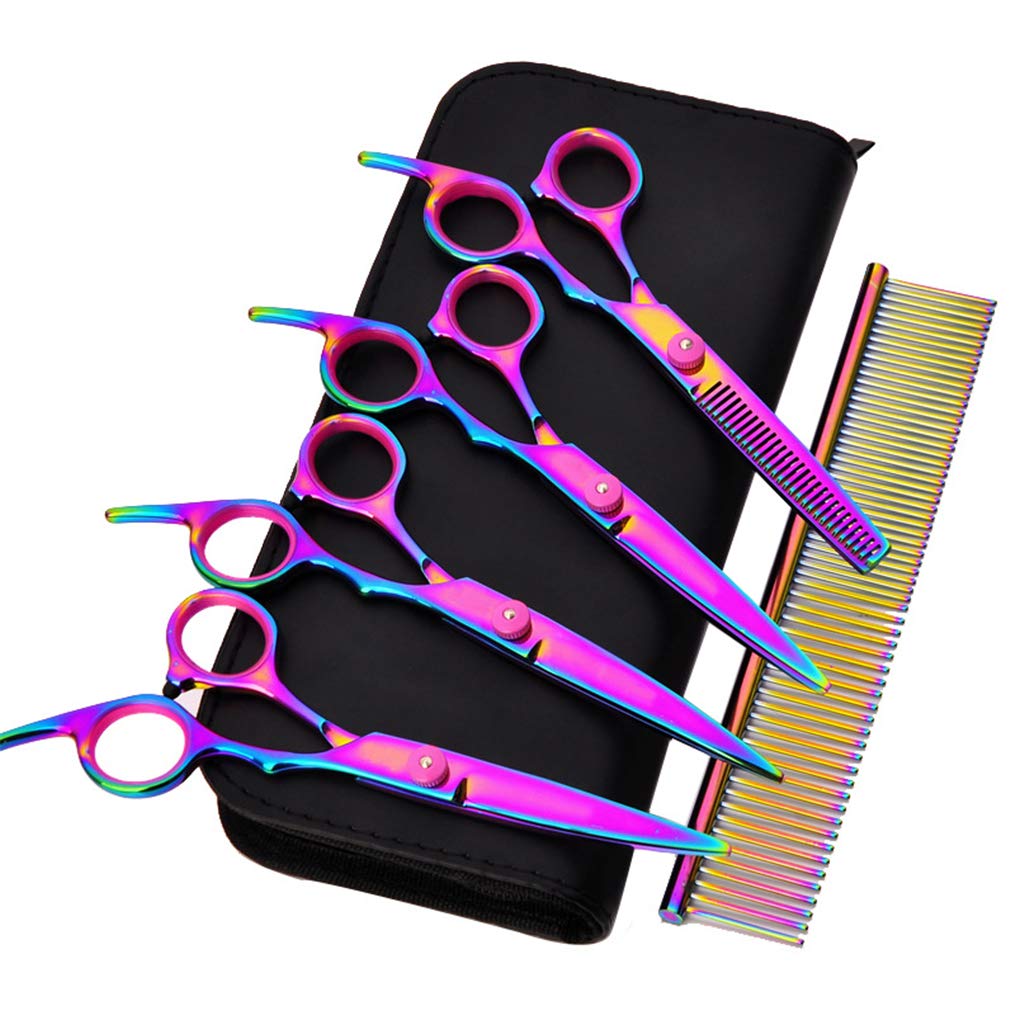 Professional 4-Piece Stainless Steel Dog Grooming Scissors Set - Trimming, Thinning & Curved Shears with Comb for Cats & Small Pets | Perfect for Home Grooming & Professional Pet Salons