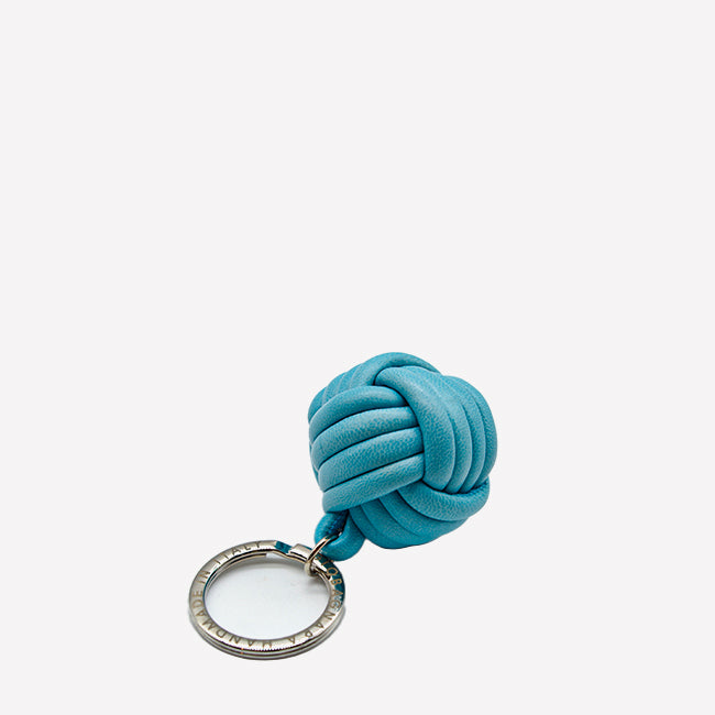Giobagnara Nodo Keyring Nappa Leather Turquoise Blue - Stylish Keychain for Women & Men - Perfect for Everyday Use, Gifts, and Travel Accessories