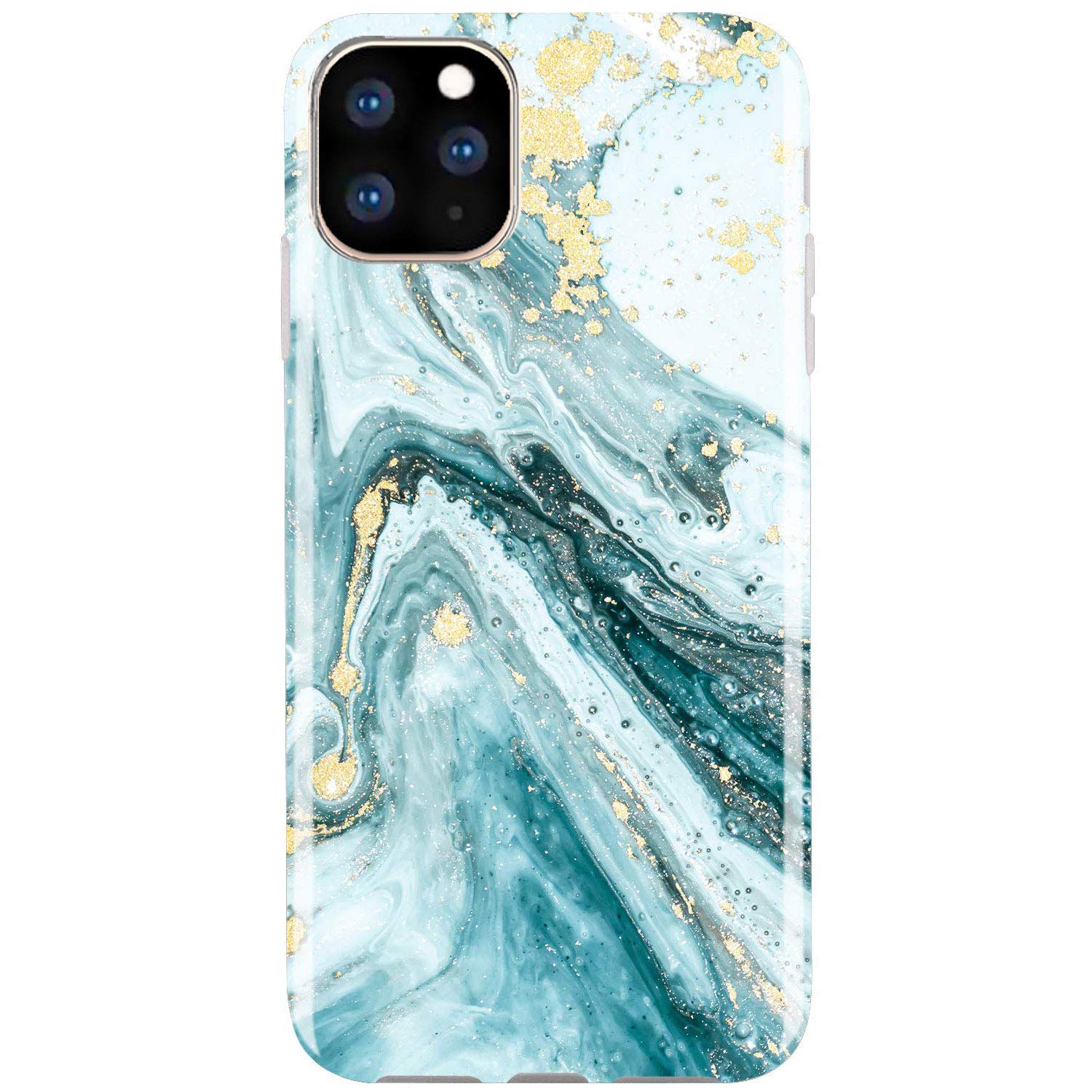 JIAXIUFEN iPhone 11 Pro Max Case - Gold Sparkle Glitter Marble Design, Slim Shockproof Flexible TPU Soft Cover for iPhone 11 Pro Max (2019, 6.5 inch) - Blue | Perfect for Everyday Protection & Style Enhancement