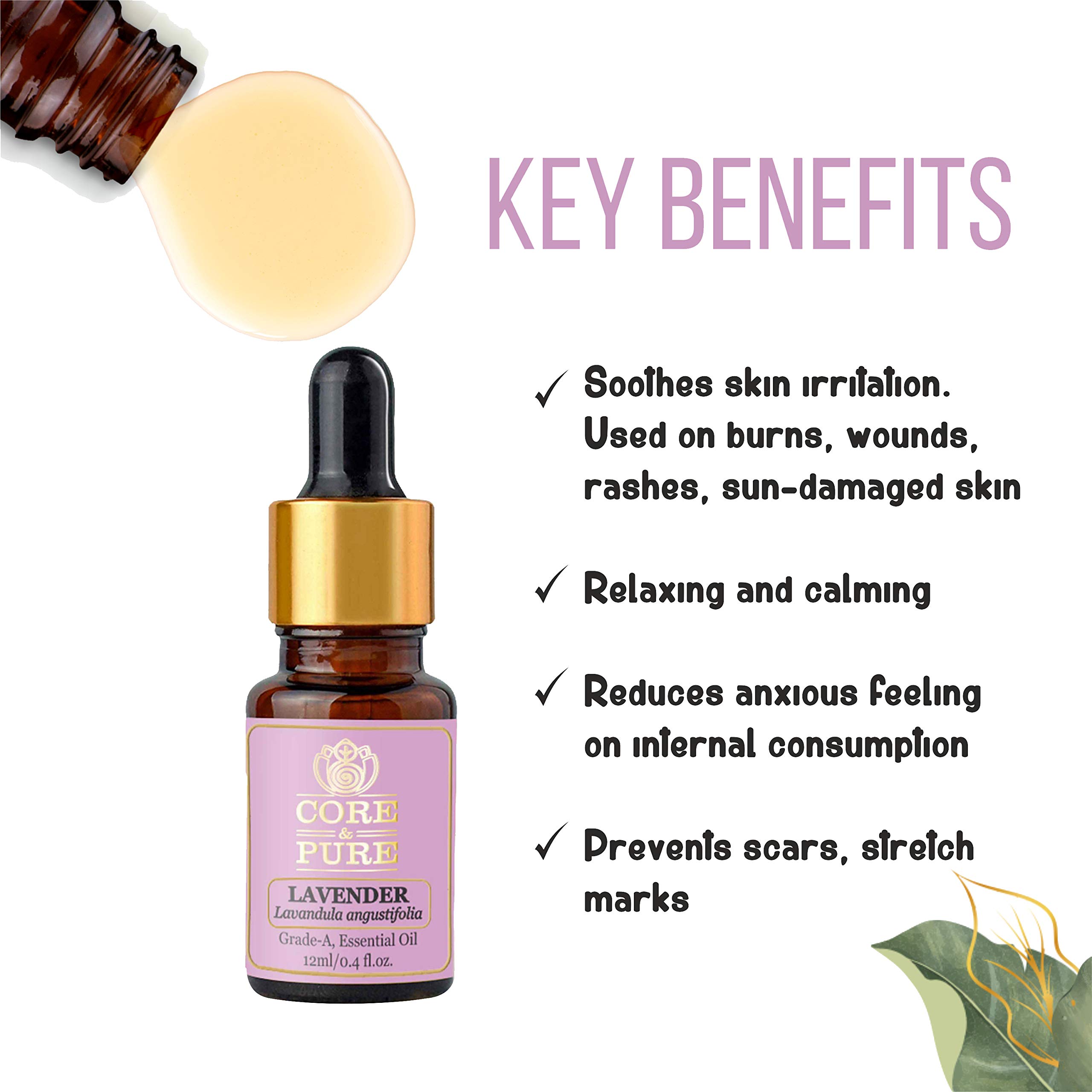 **CORE & PURE Magical Facial Oil Serum & Lavender Grade-A Essential Oil Combo Pack (12 ml Each) - Hydrating, Anti-Aging Skincare for Glowing Skin - Perfect for Night Routine & Aromatherapy**