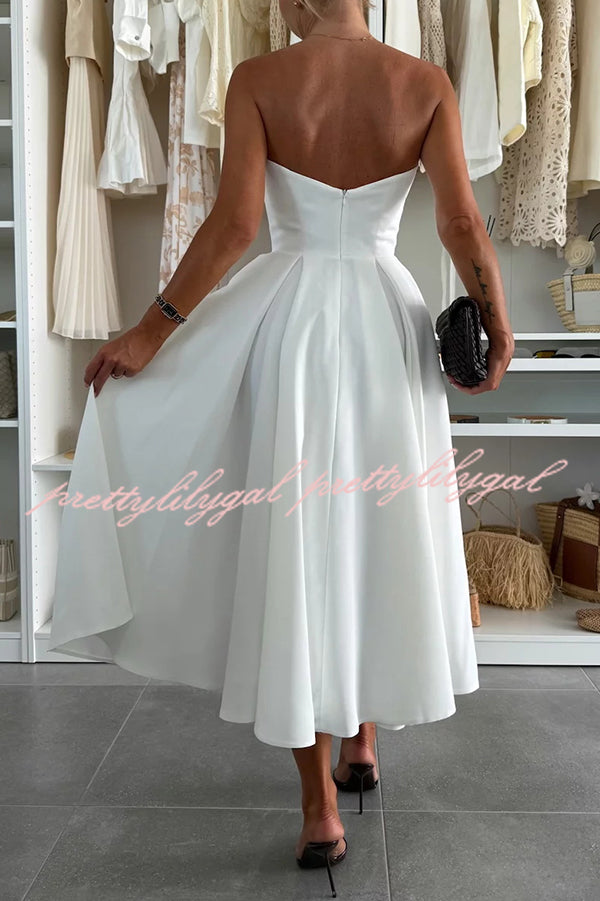 Elegant Solid Color Off Shoulder Pocket Midi Dress for Women - Summer Casual, Beach Vacation, Date Night Outfit