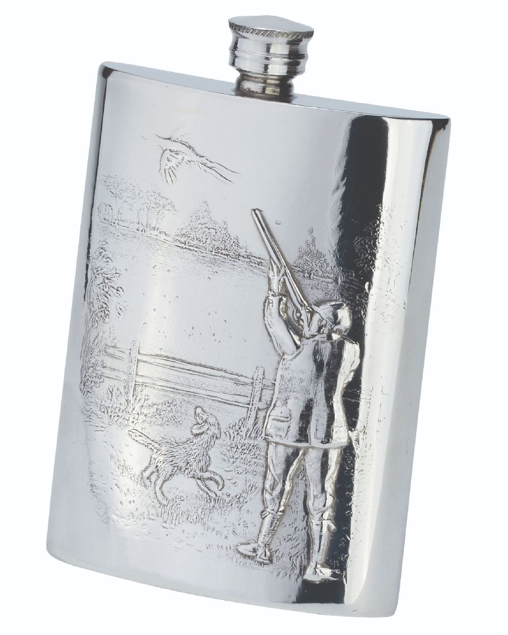 Bisley 6oz Gamekeeper Pewter Flask - Premium Whiskey Liquor Flask for Outdoor Hunting, Camping & Gifts