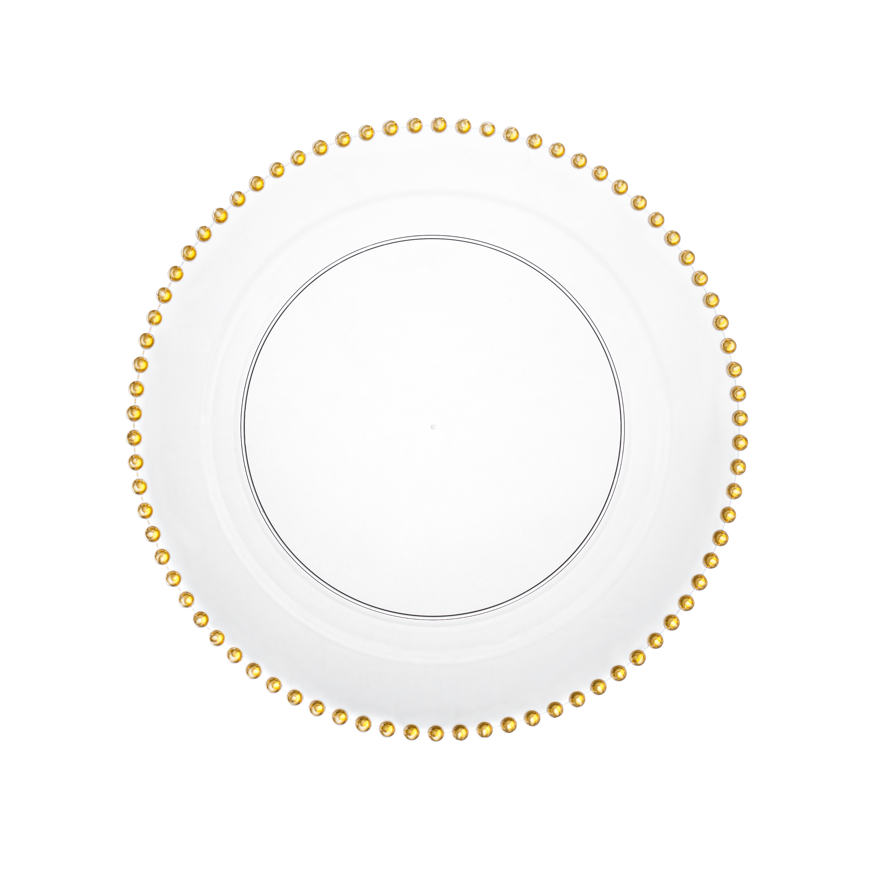 10-Pack Clear & Gold Round Plastic Plates with Beaded Rim - Elegant Disposable Tableware for Parties, Weddings & Special Events