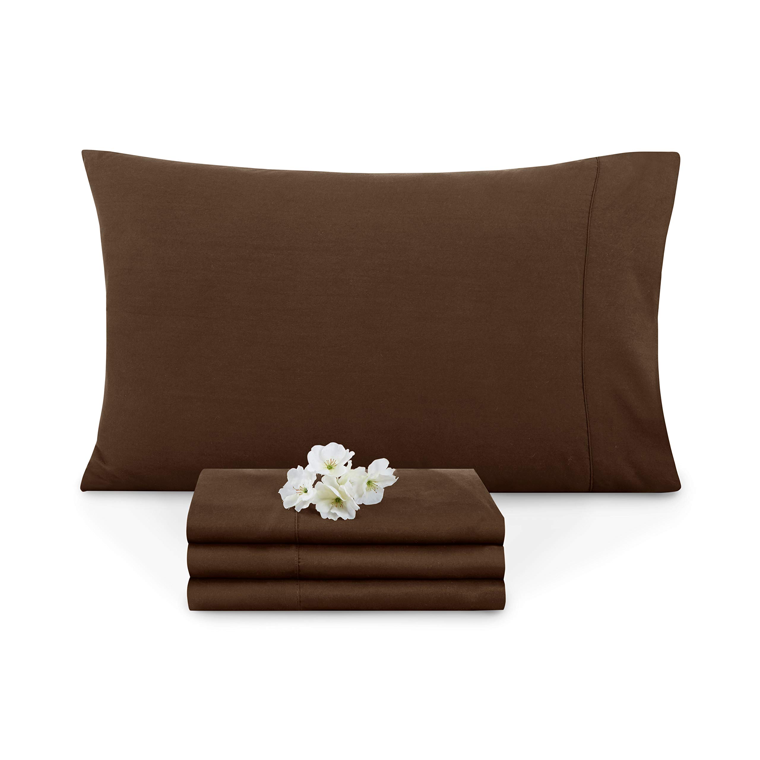 Empyrean Soft Queen Size Pillowcases Set of 4 - Standard Size Chocolate Brown Bedding Pillow Covers for Luxury Hotels, Guest Rooms & Cozy Home Decor