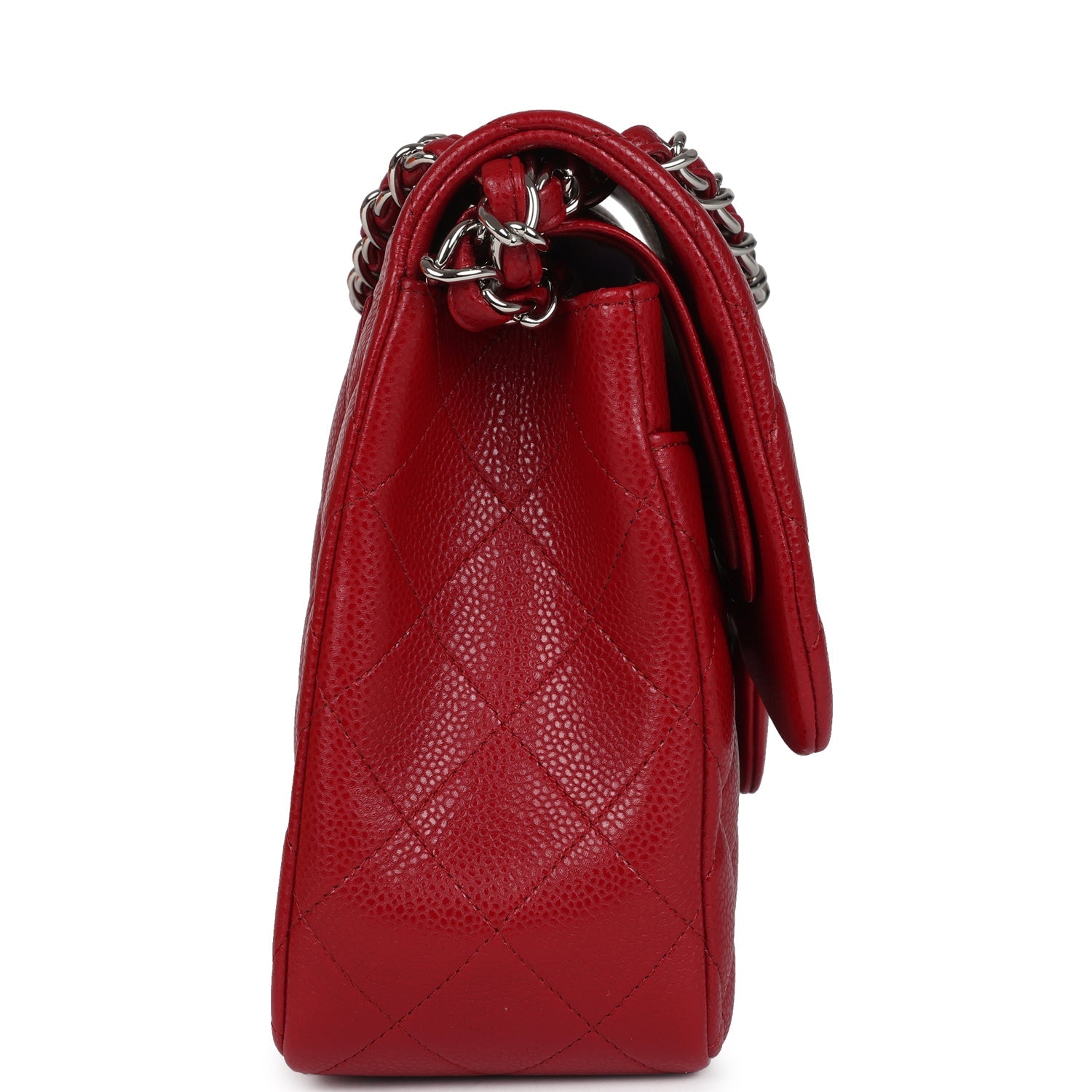 Chanel Jumbo Classic Double Flap Bag Red Caviar Silver Hardware - Luxury Leather Shoulder Bag for Women, Perfect for Parties, Weddings & Special Occasions