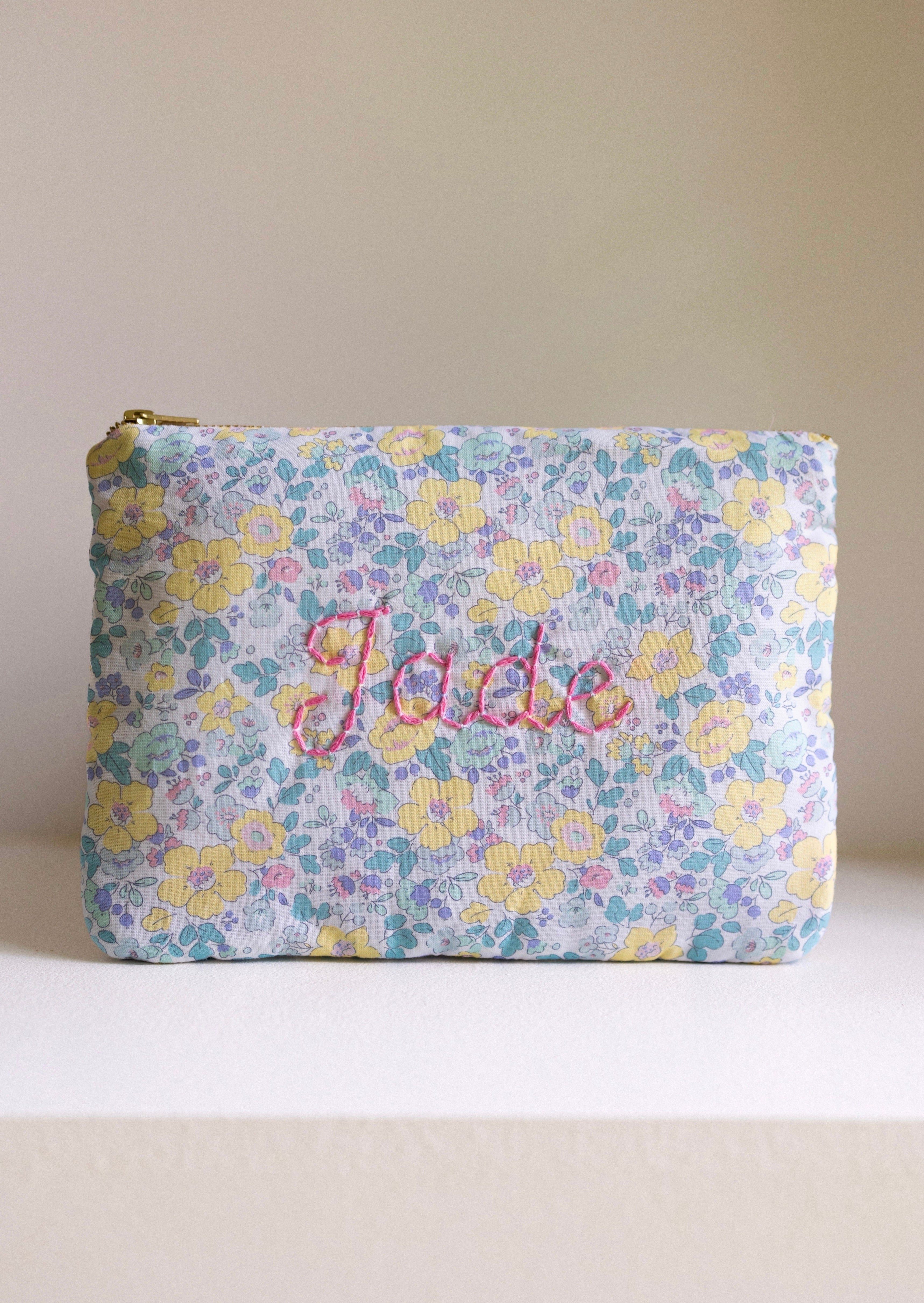 Floral Zippered Pouch for Women - Summer Flowers Design Cosmetic Bag, Travel Organizer & Small Essentials Case - Perfect for Makeup, Toiletries, Jewelry Storage