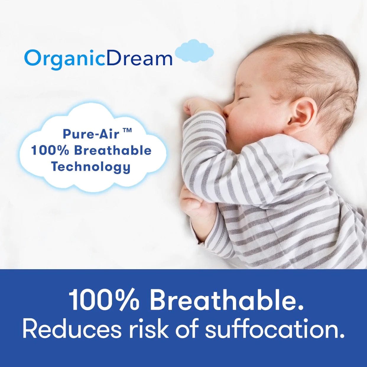 Organic Dream Cotton Lightweight Crib Mattress - Hypoallergenic & Breathable Baby Mattress for Safe Sleep | Perfect for Nursery, Daycare & Travel Use