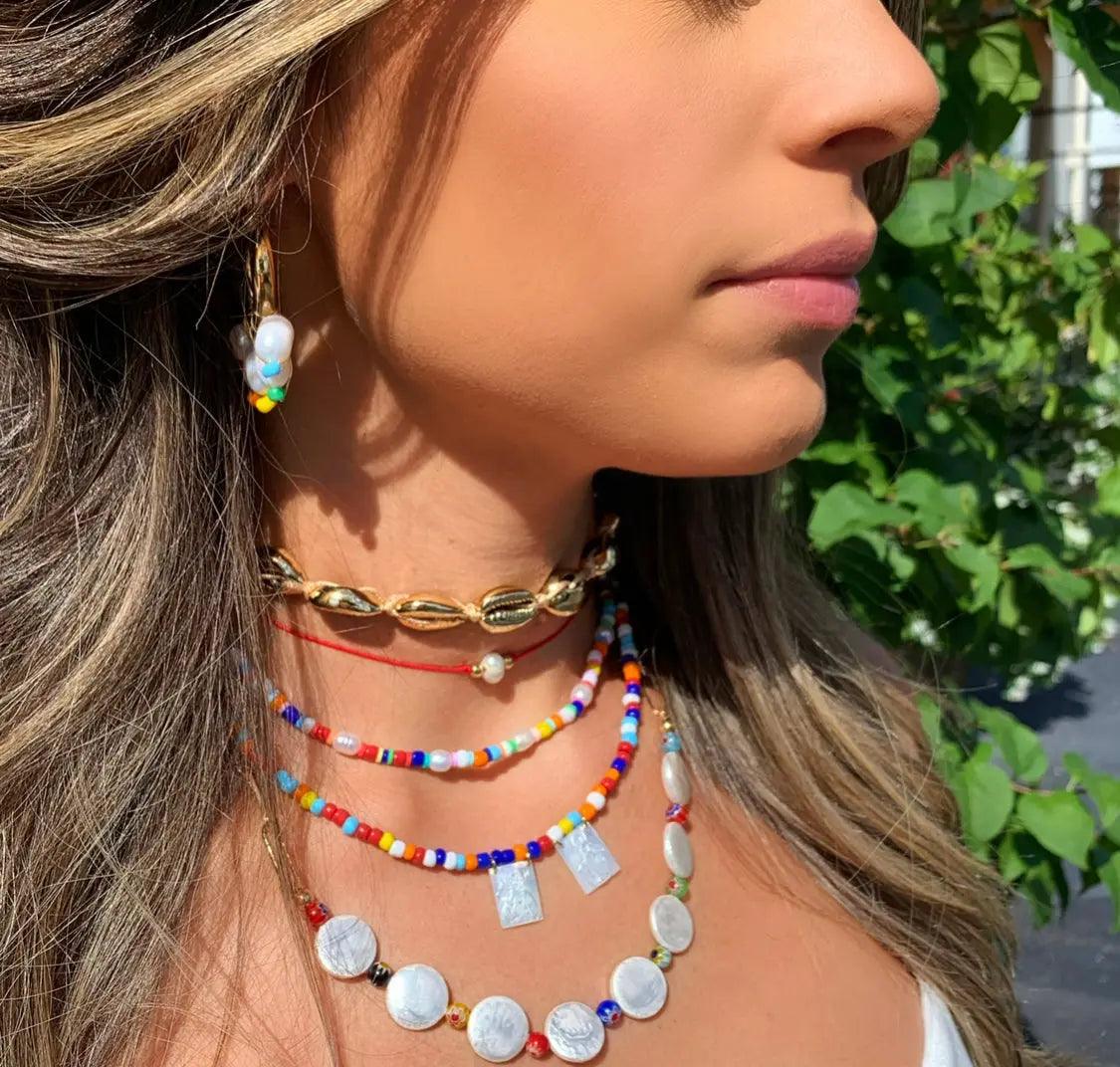 Golden Cowrie Shell Choker Necklace - Elegant Beach Jewelry for Women, Boho Style Accessory | Perfect for Summer Vacations, Weddings, and Festivals